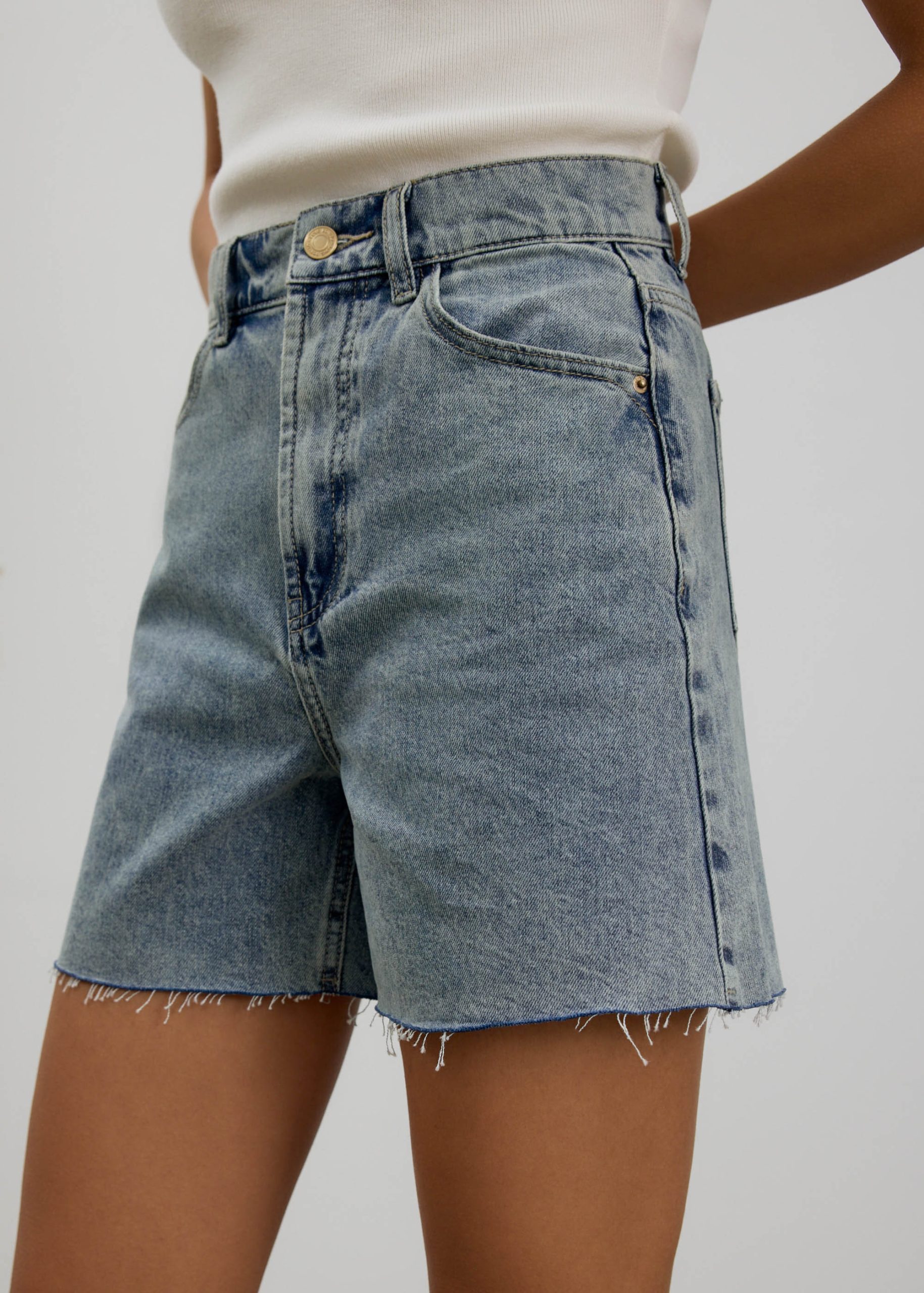 Sana High Waist Fray Denim Shorts - Image 13