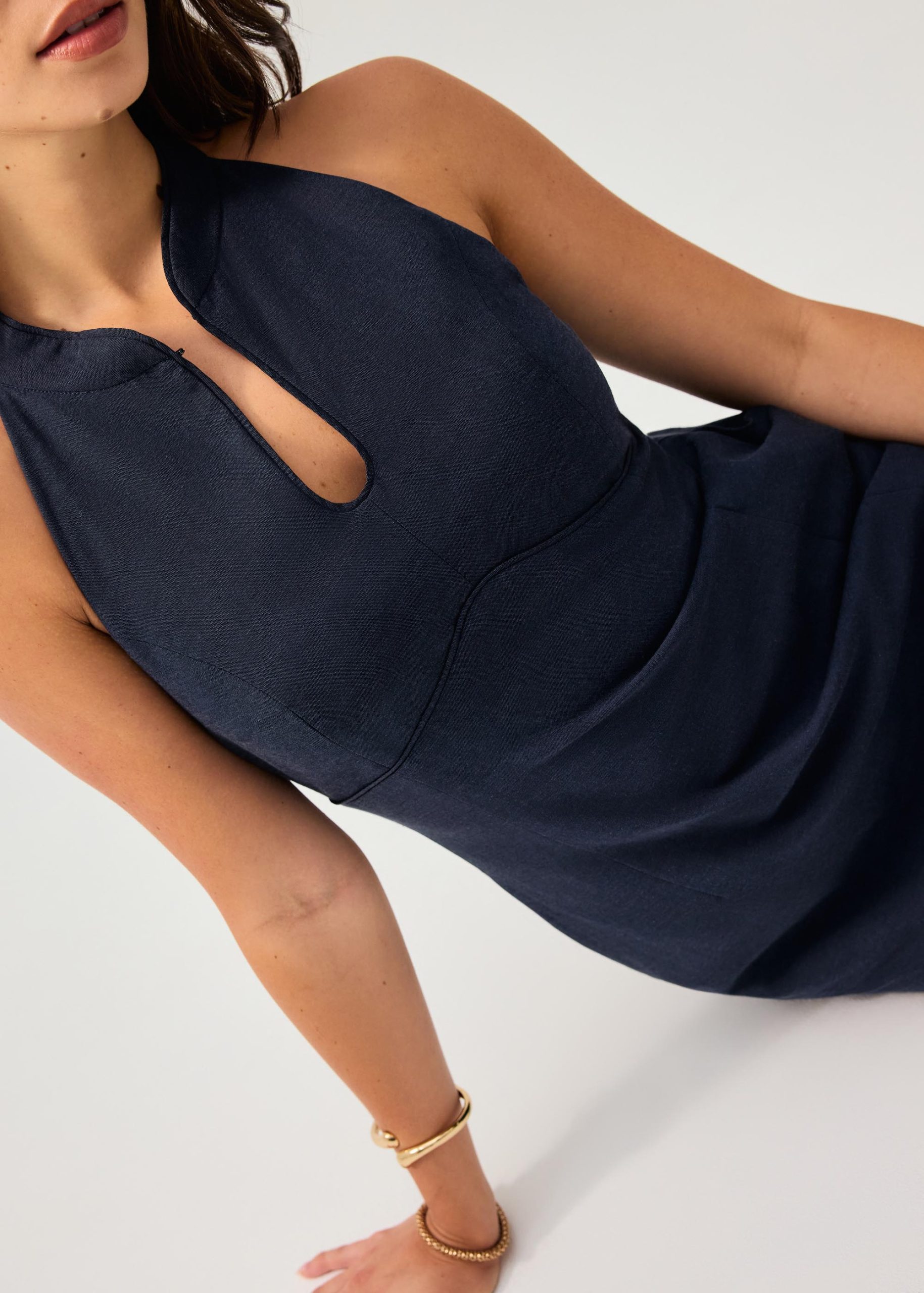 Cotton Side Slit Column Midaxi Cheongsam - Image 7