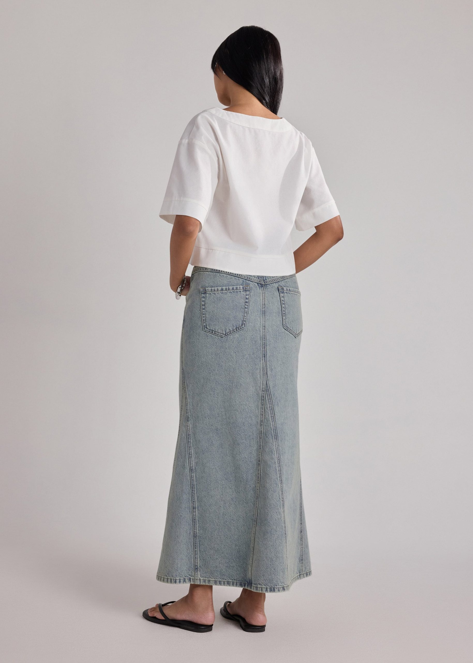 Denim Low Rise Trumpet Skirt - Image 3