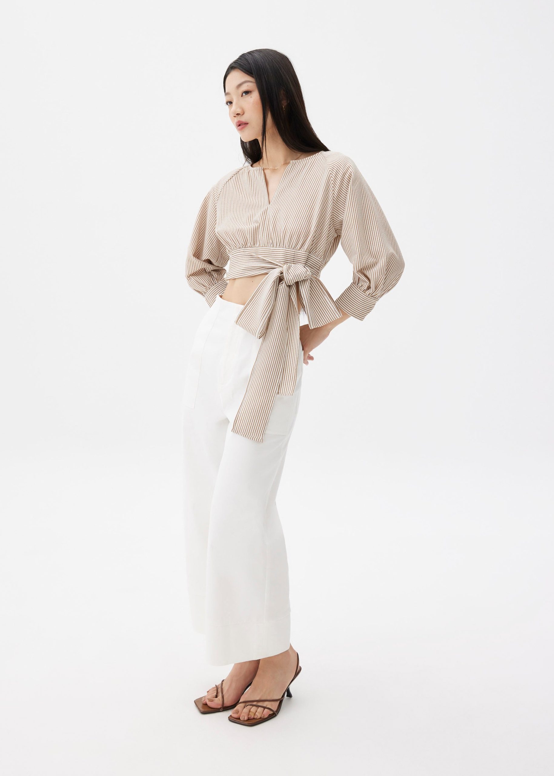 Striped Puff Sleeve Blouse - Image 7