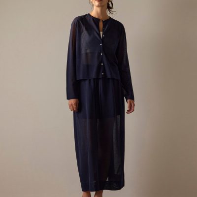 Sheer Knit A-line Maxi Skirt