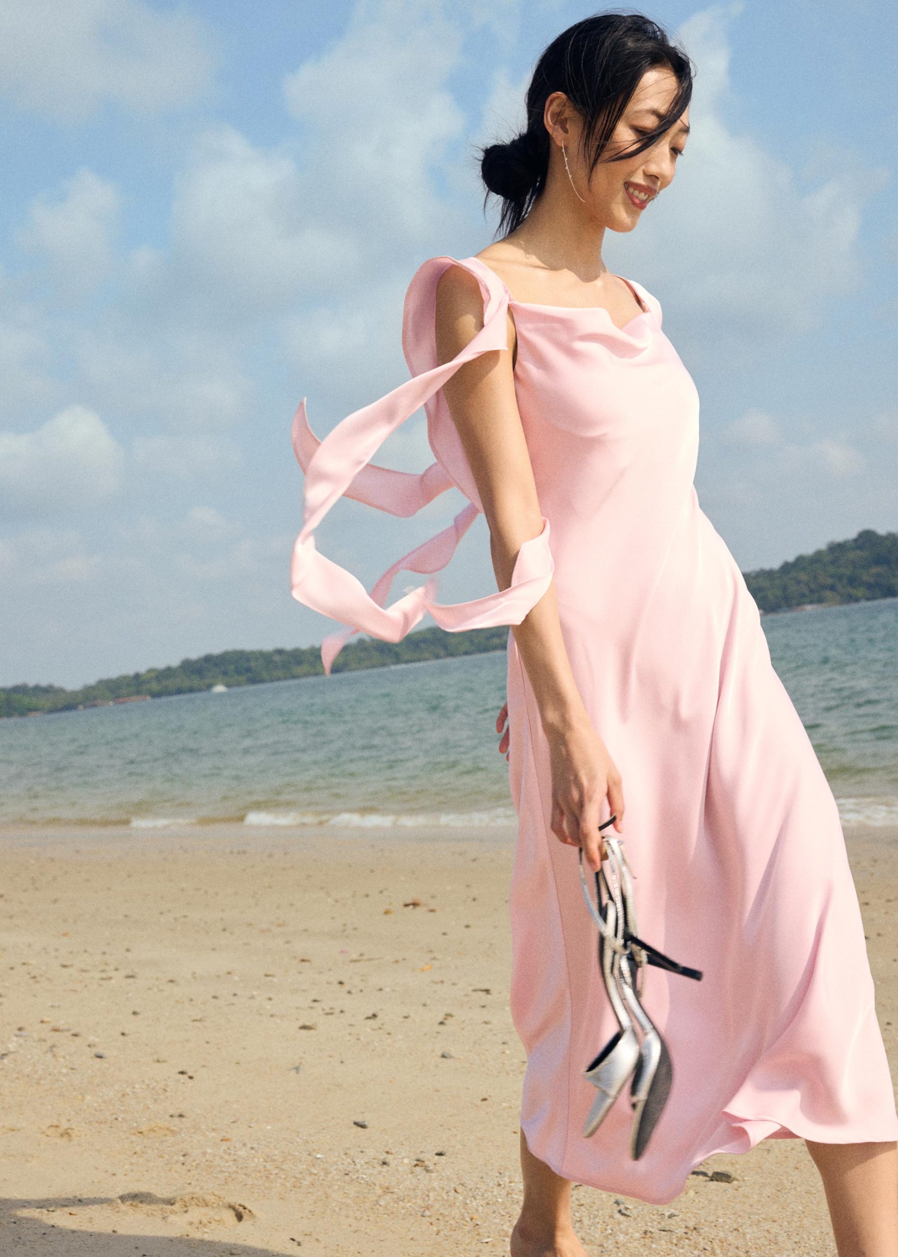 BraFree by LB Multi-way Satin Dress With Removable Ruffle Straps - Image 8
