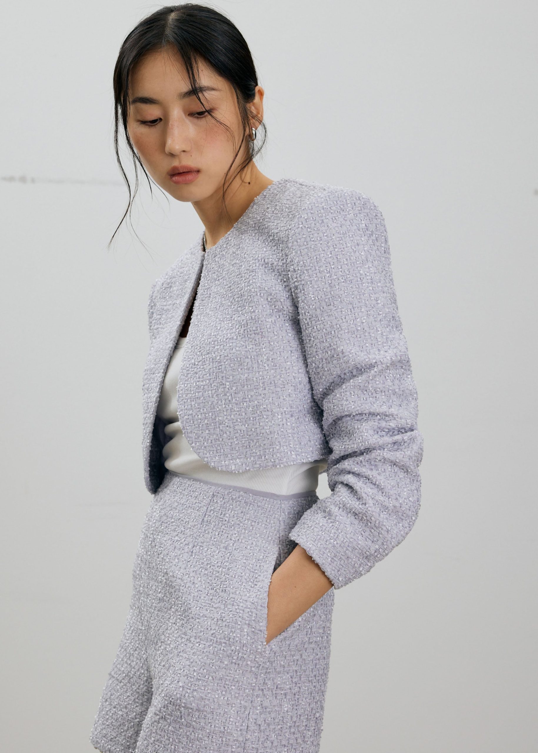 RuchedReady® Fumiko Ribbon Tweed Crop Jacket - Image 12
