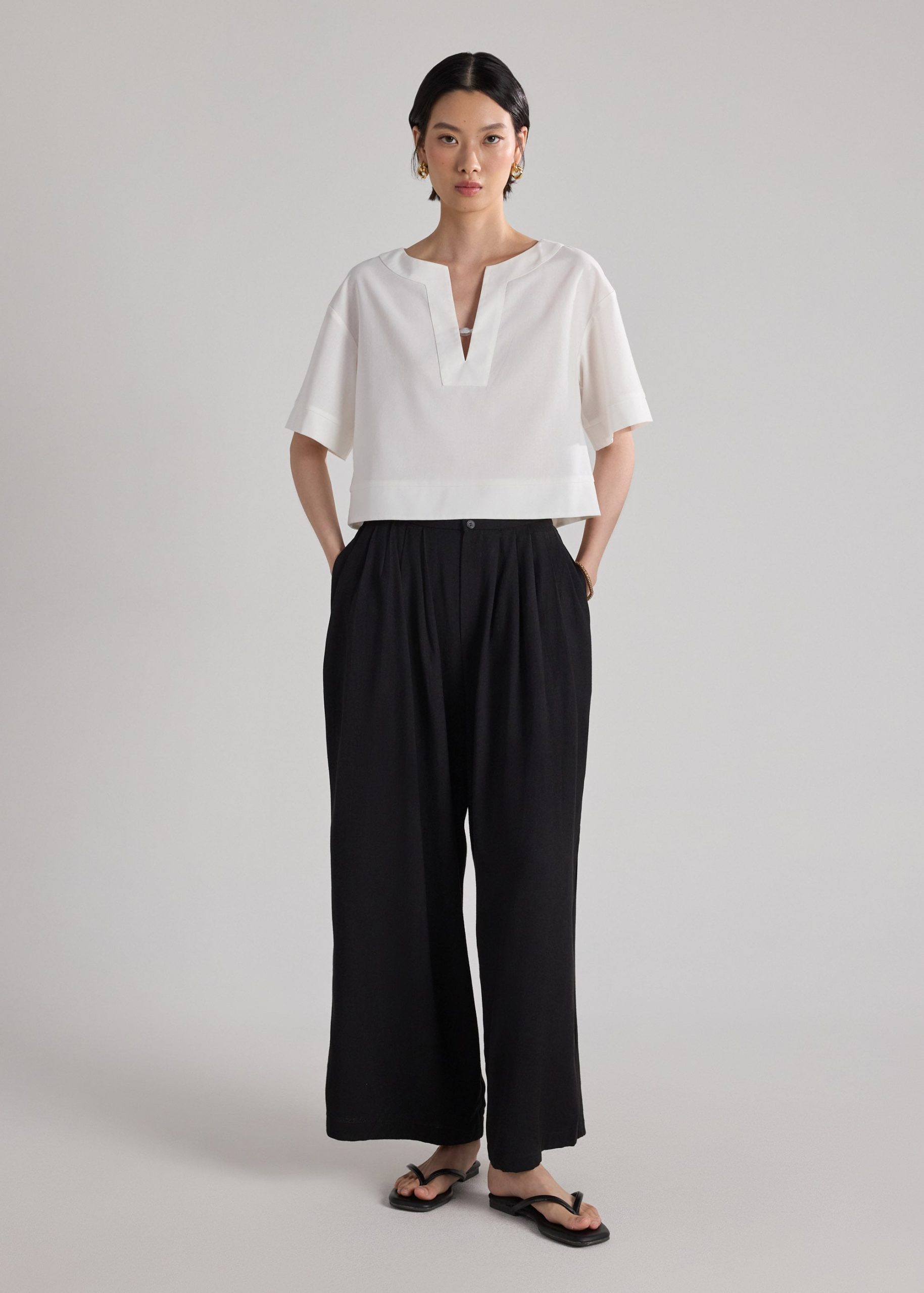 Pleated Wide Leg Pants