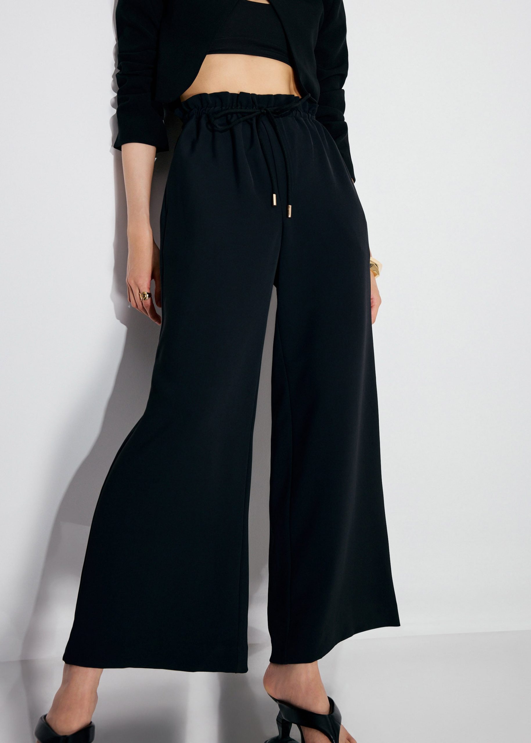 Elastic Drawstring Straight Leg Pants - Image 2