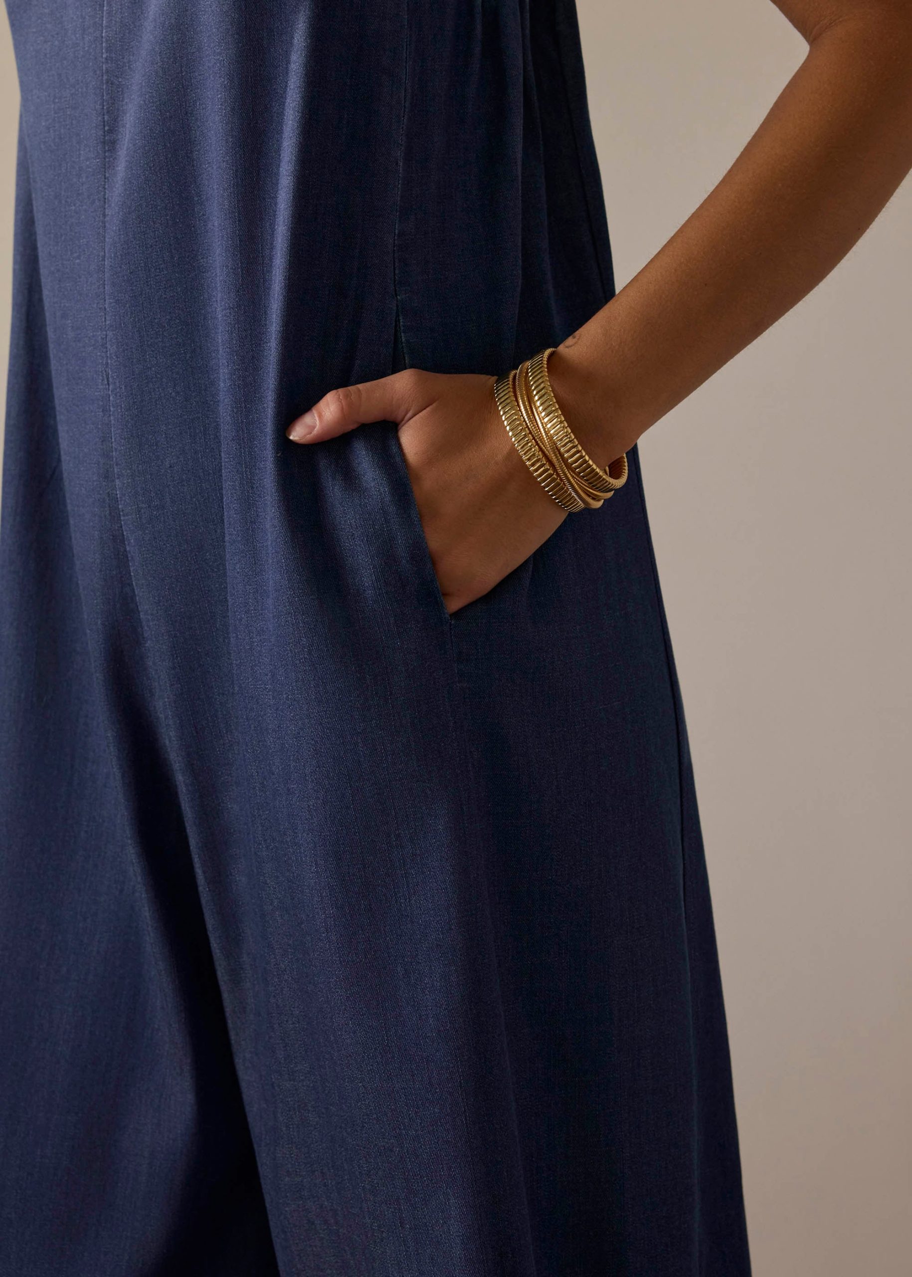 Chambray Wide Leg Jumpsuit - Image 3