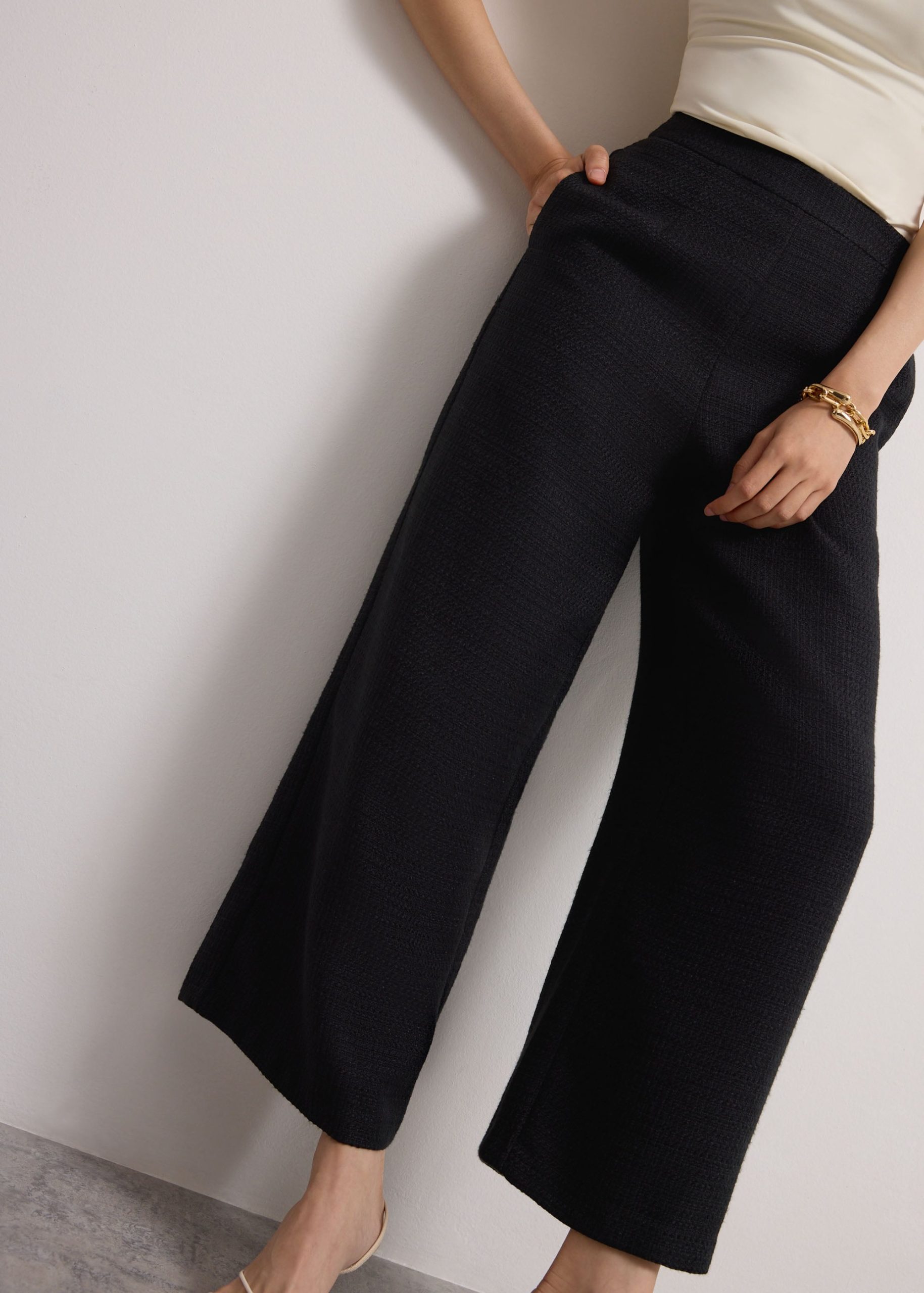 Lia Tweed High Waist Wide Leg Culottes - Image 2