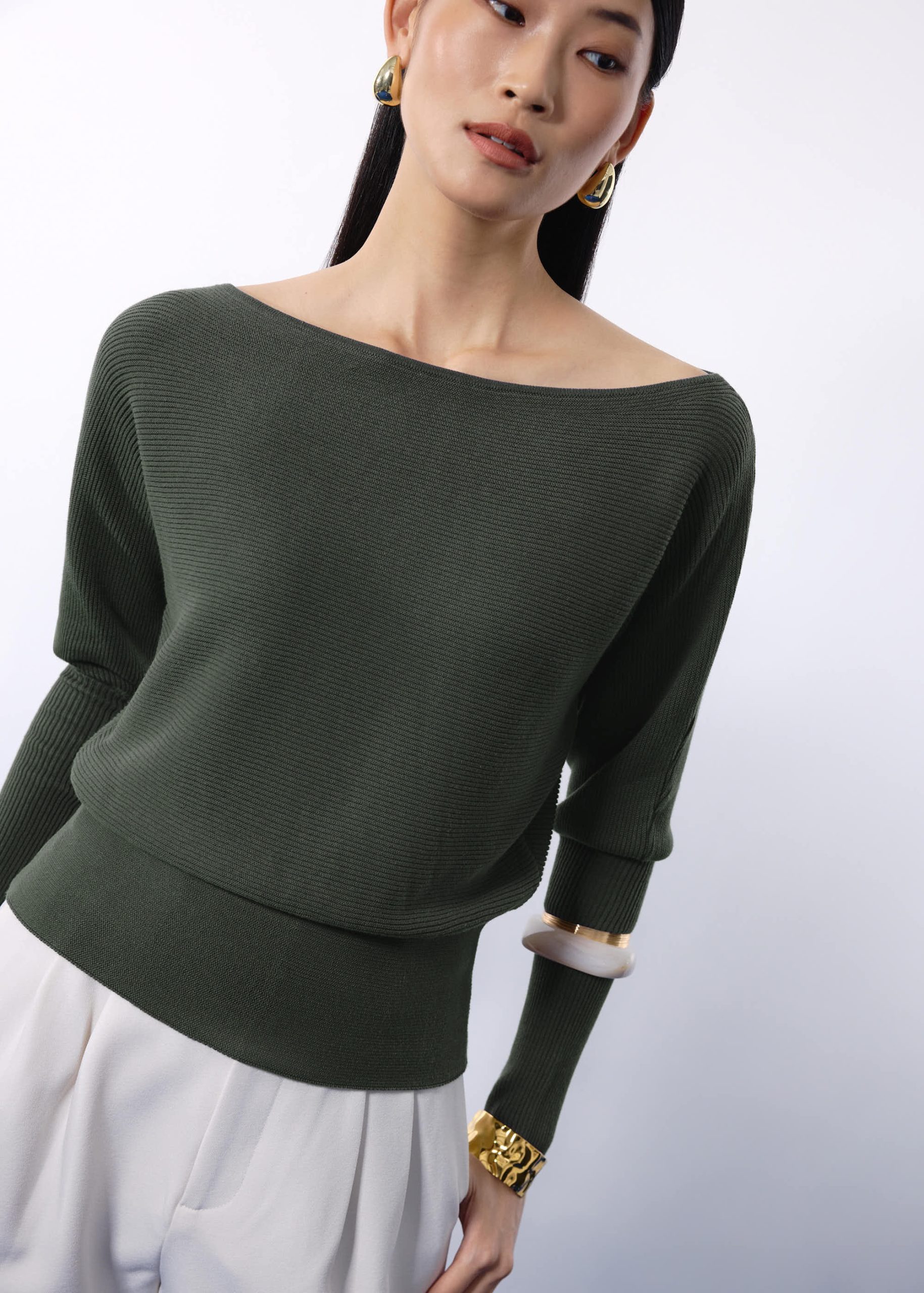 Knit Asymmetric Puff Sleeve Top - Image 21