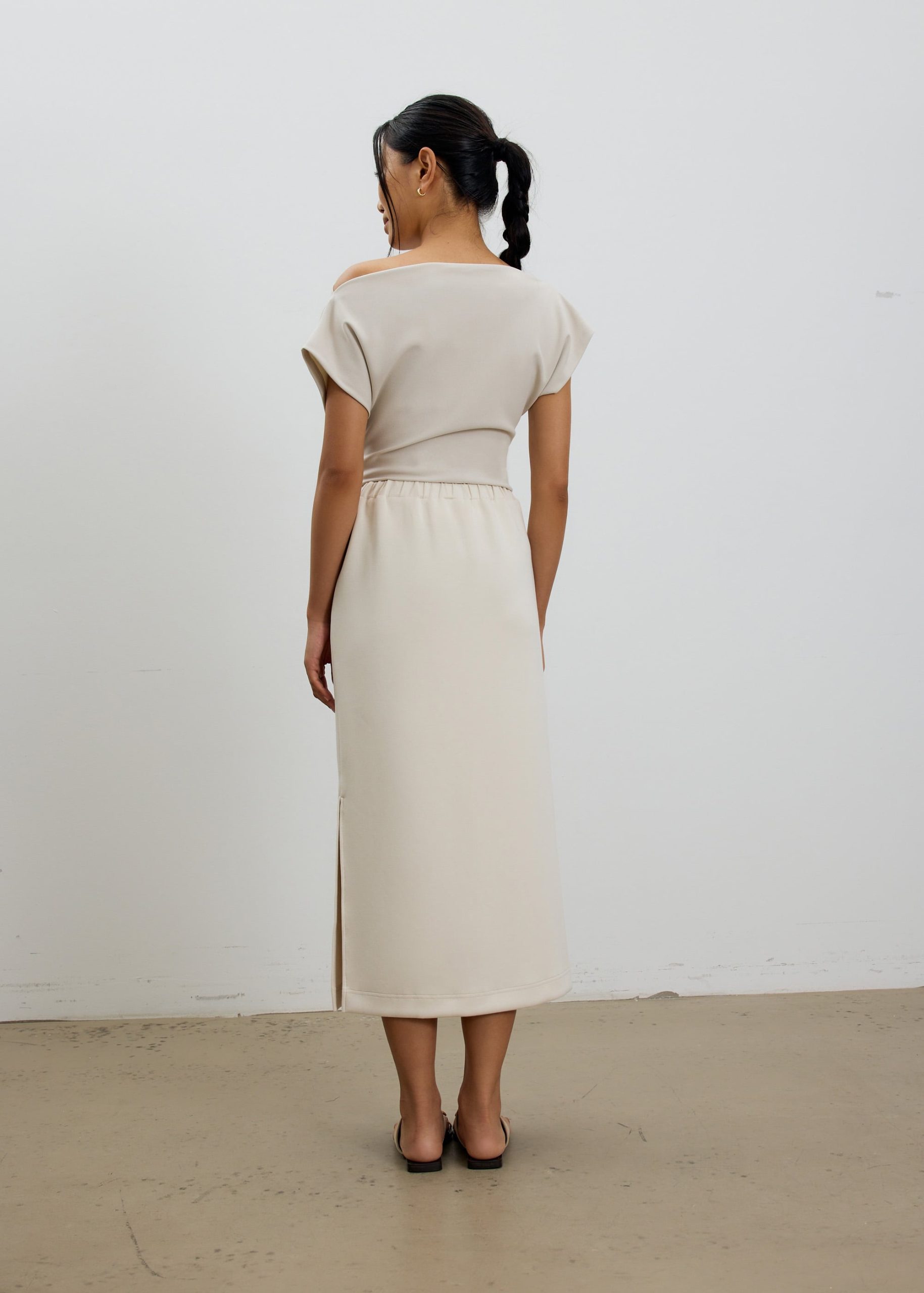 Neoprene High Waist Column Midaxi Skirt - Image 3