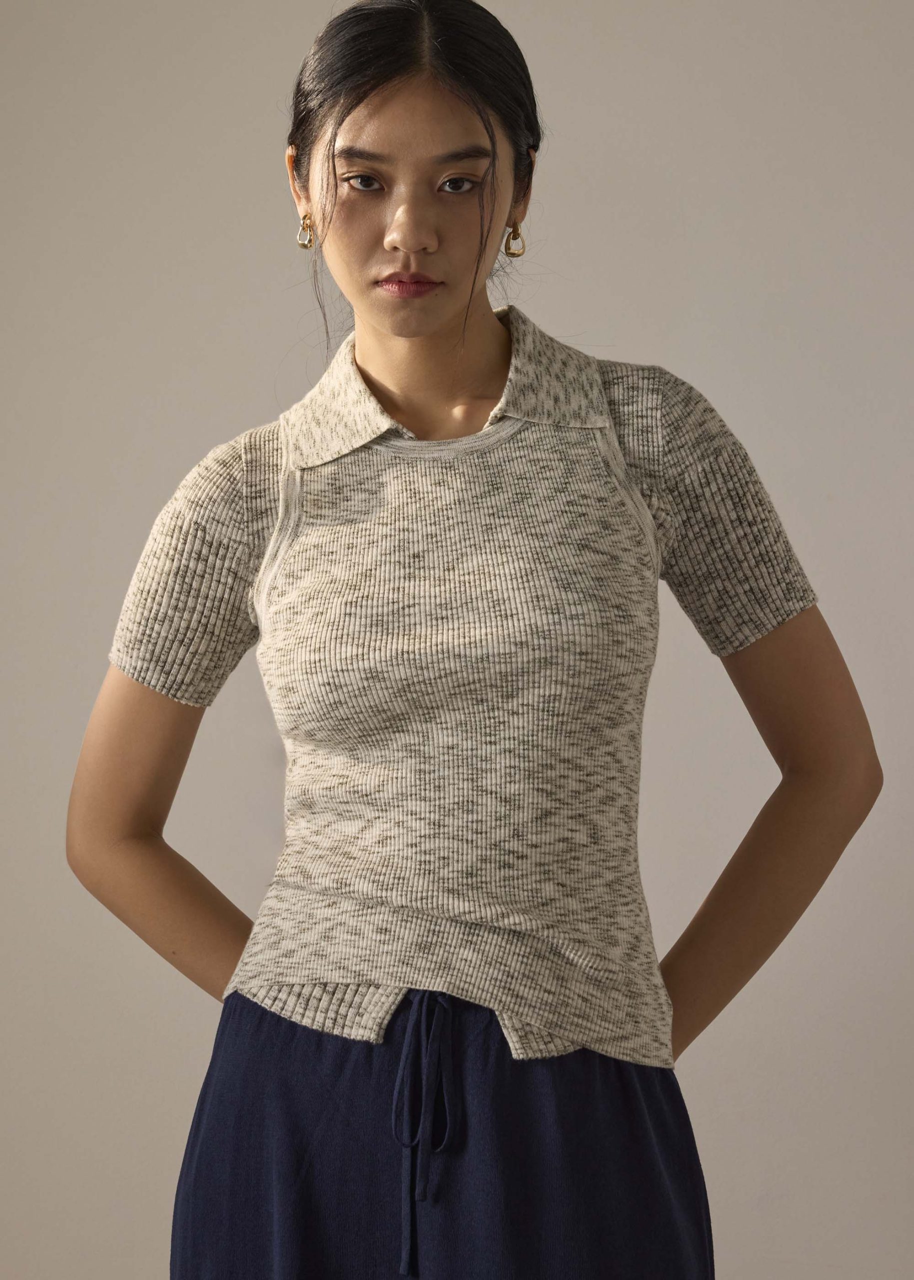 Duo Tone Knit Fitted Top - Image 6