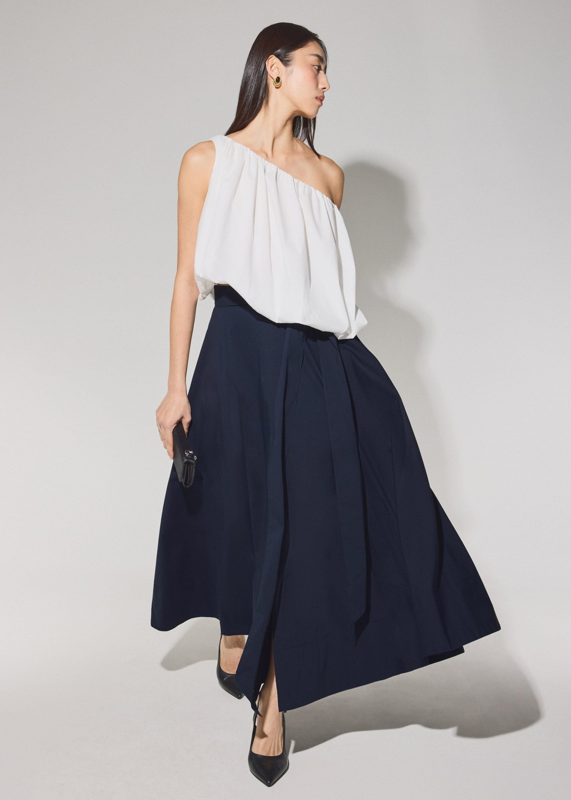 Cotton Side Tie Flare Floor Length Skirt - Image 2
