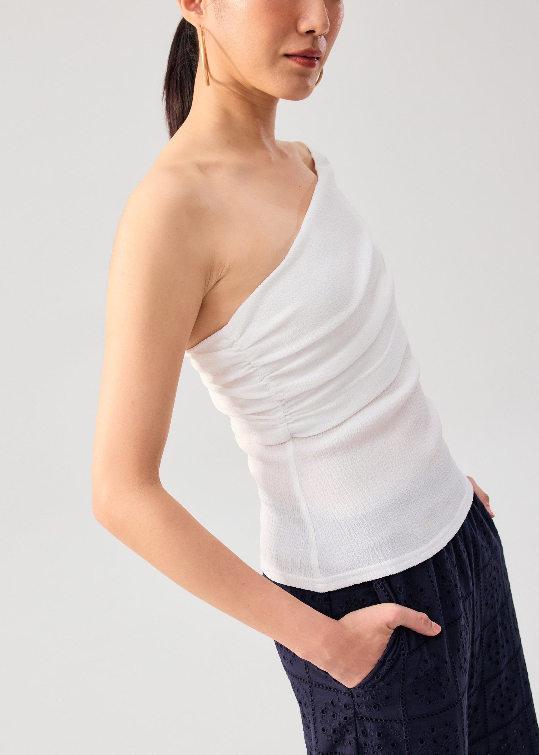 Crinkled Jersey Asymmetric Fitted Top - Image 13