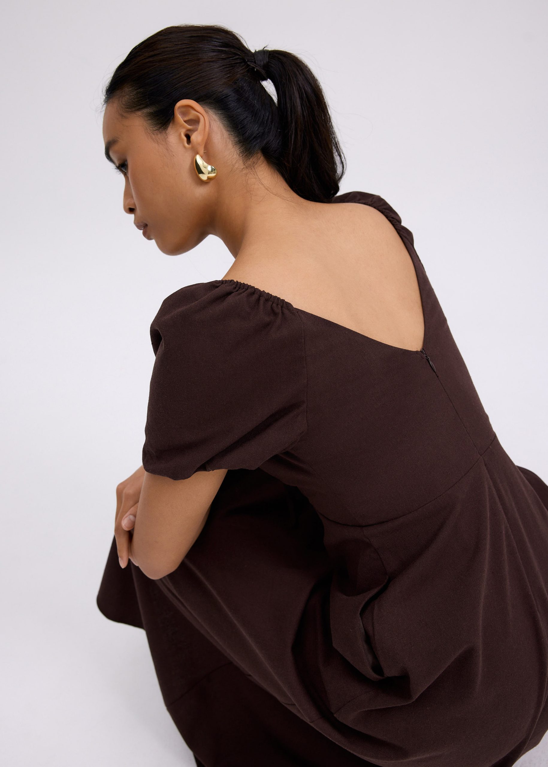 BraFree by LB Linen Sweetheart Puff Sleeve Midaxi Dress - Image 11