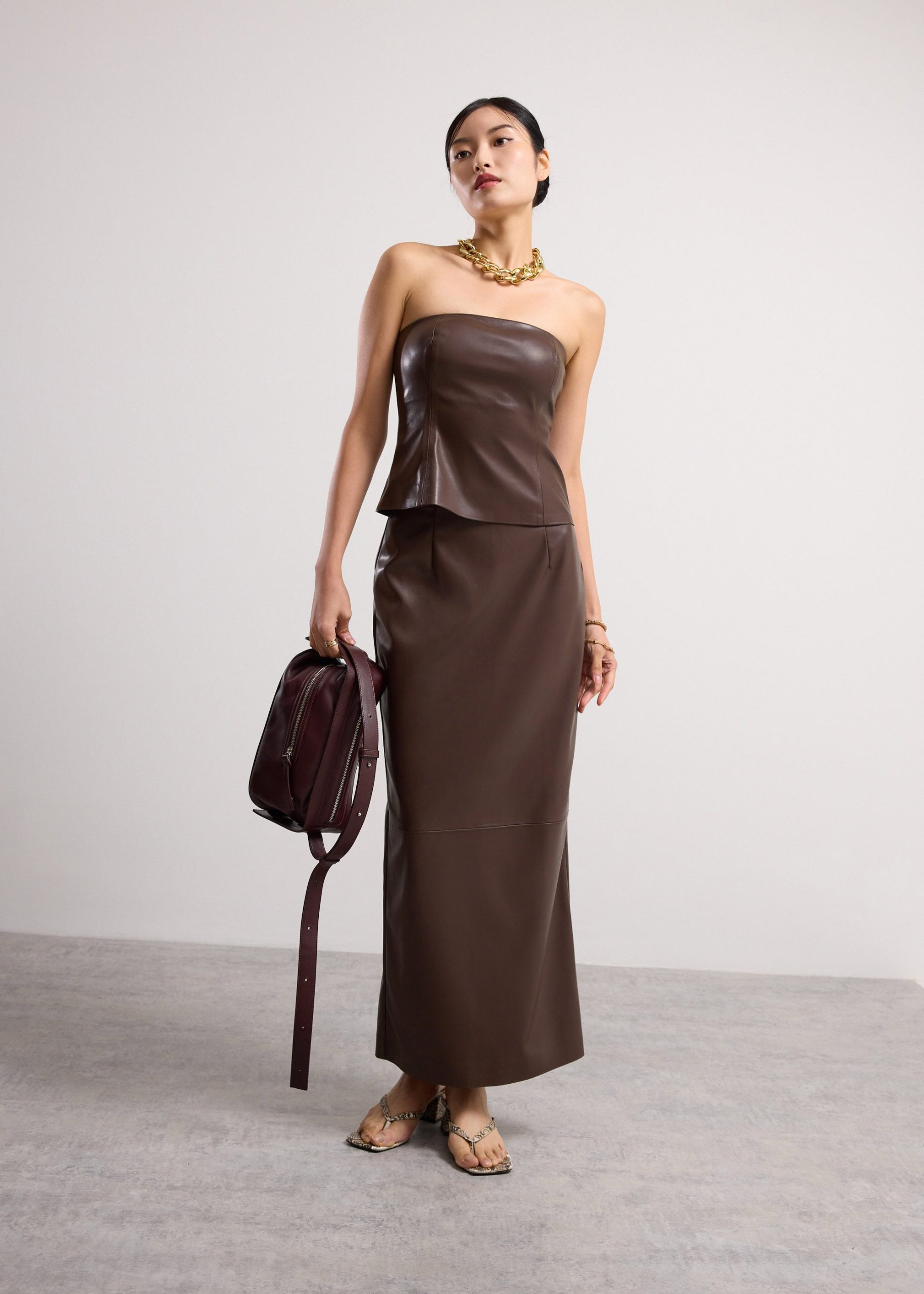 BraFree by LB Rachel Vegan Leather Fitted Tube Top - Image 2