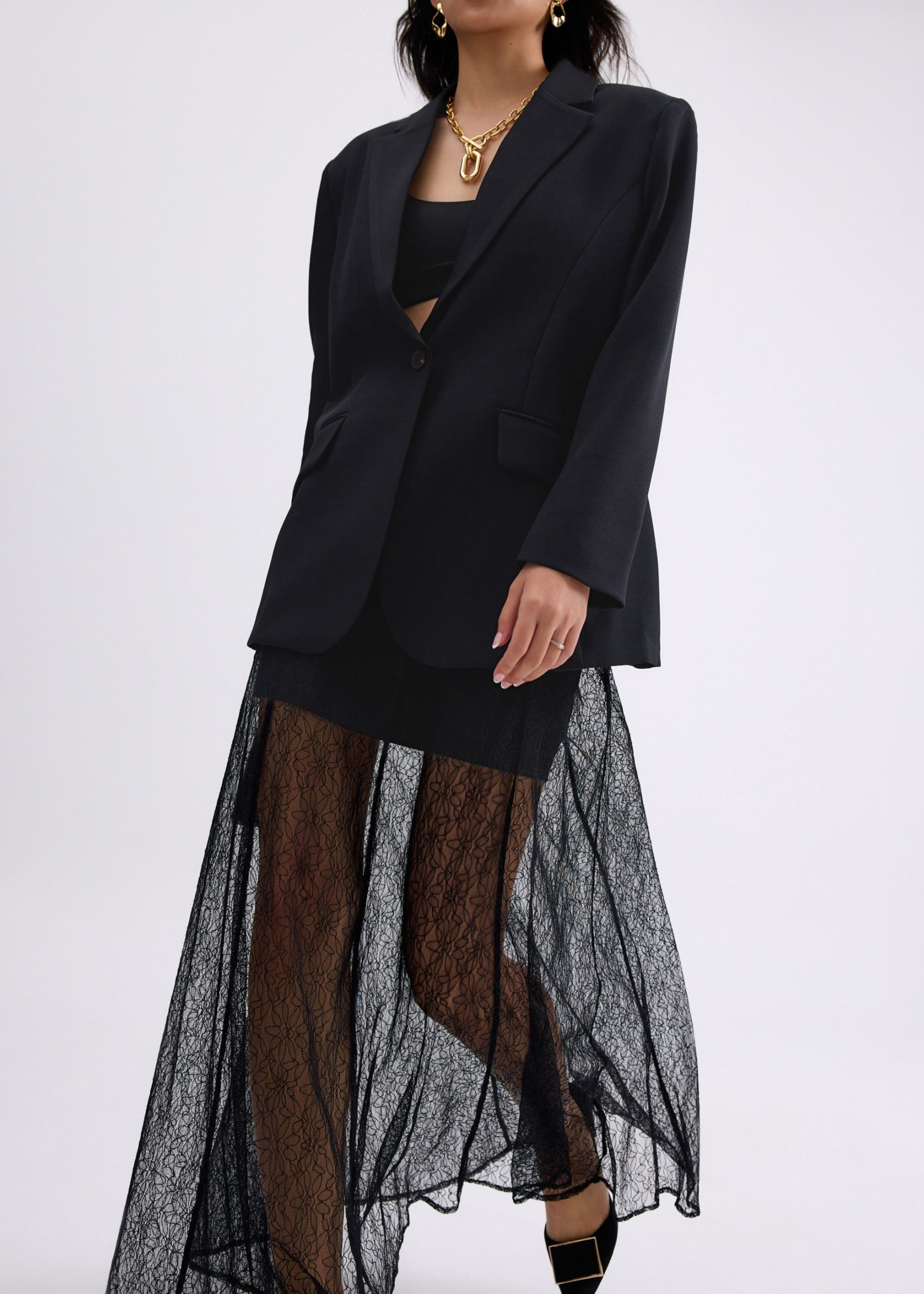 Sheer Lace A-Line Maxi Skirt - Image 6
