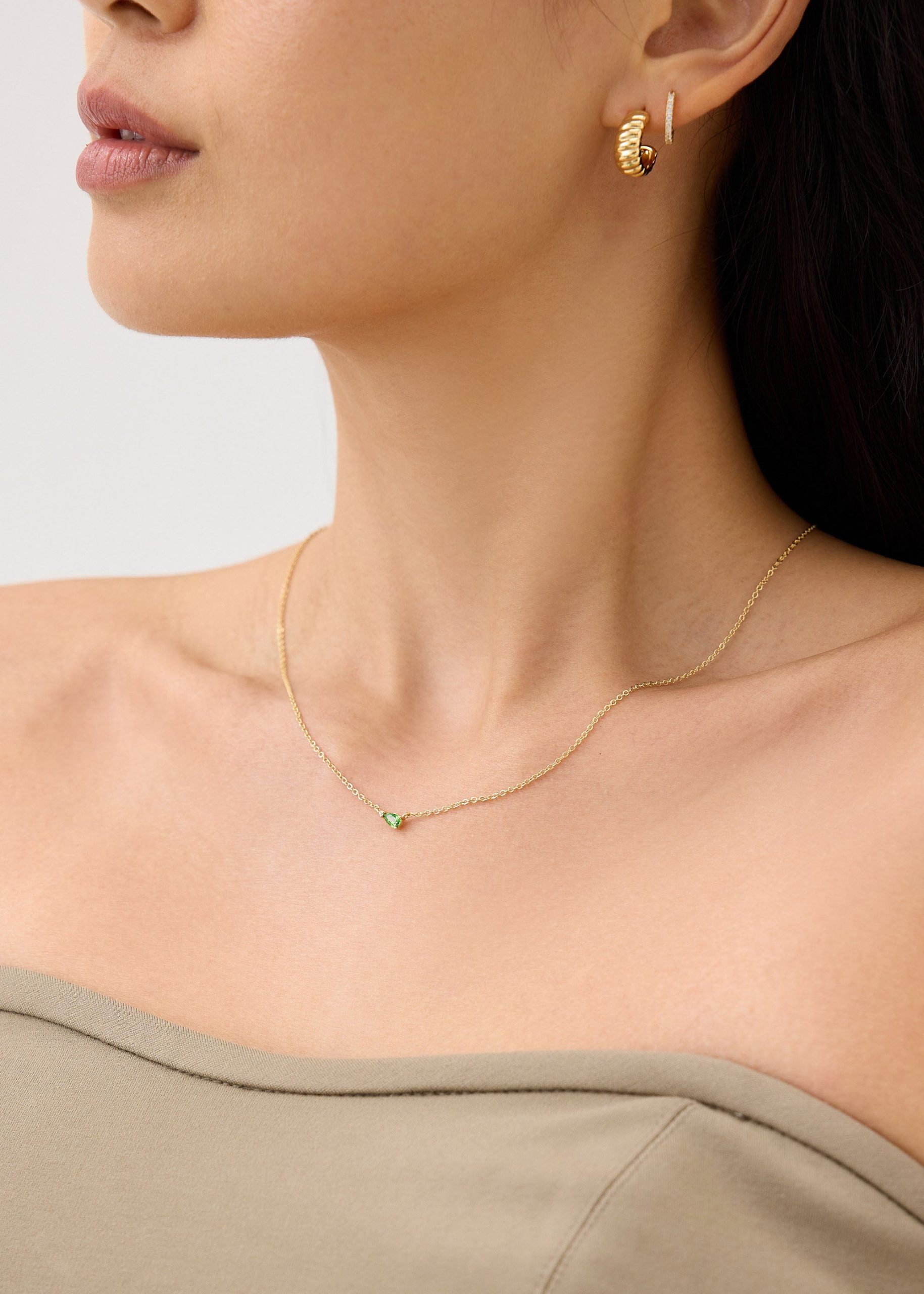 14K Gold Plated Pear Pendant Necklace - Image 2