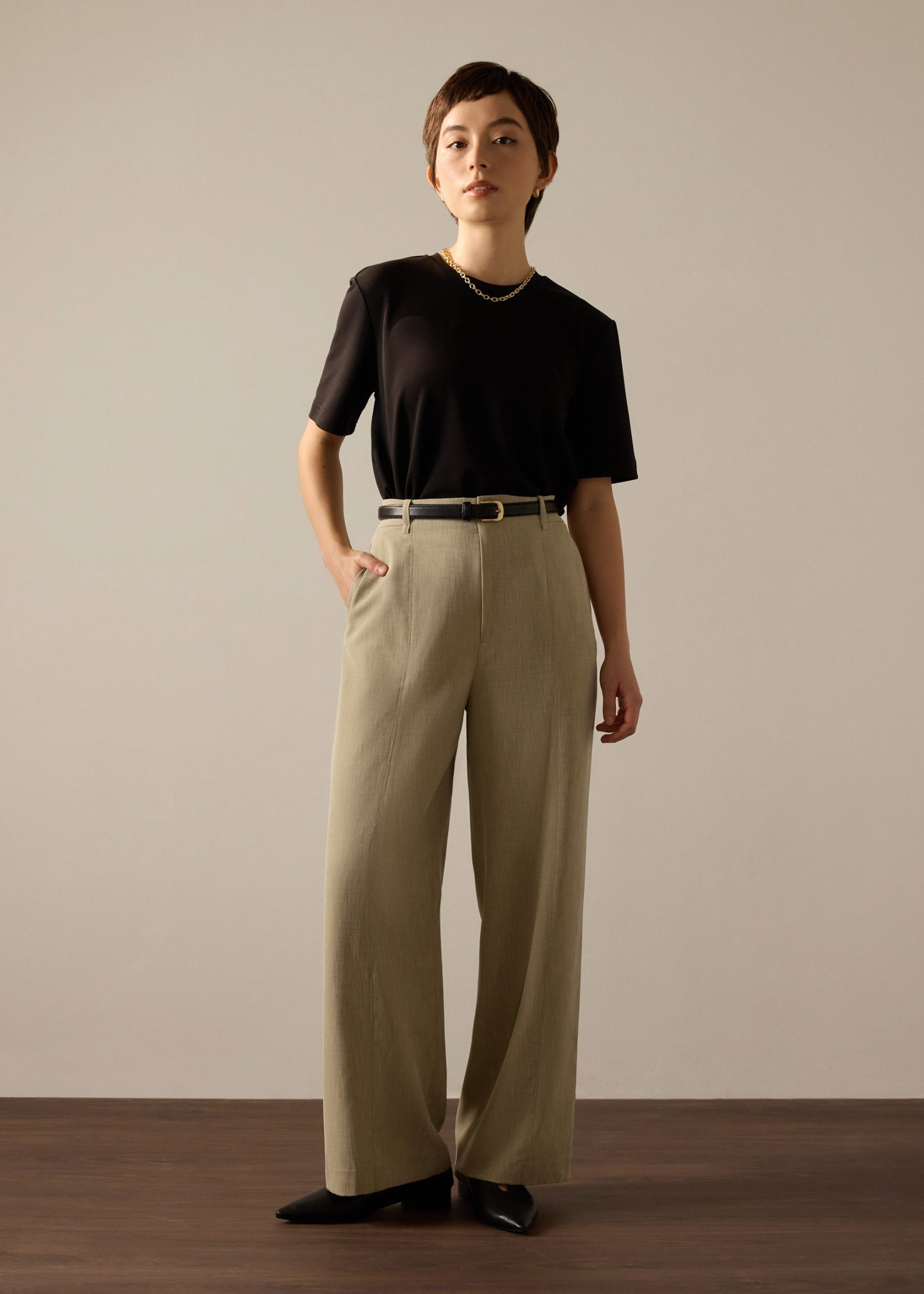 PETITE Leggy??Pia Adjustable Hem Elastic Melange Straight Leg Pants - Image 21