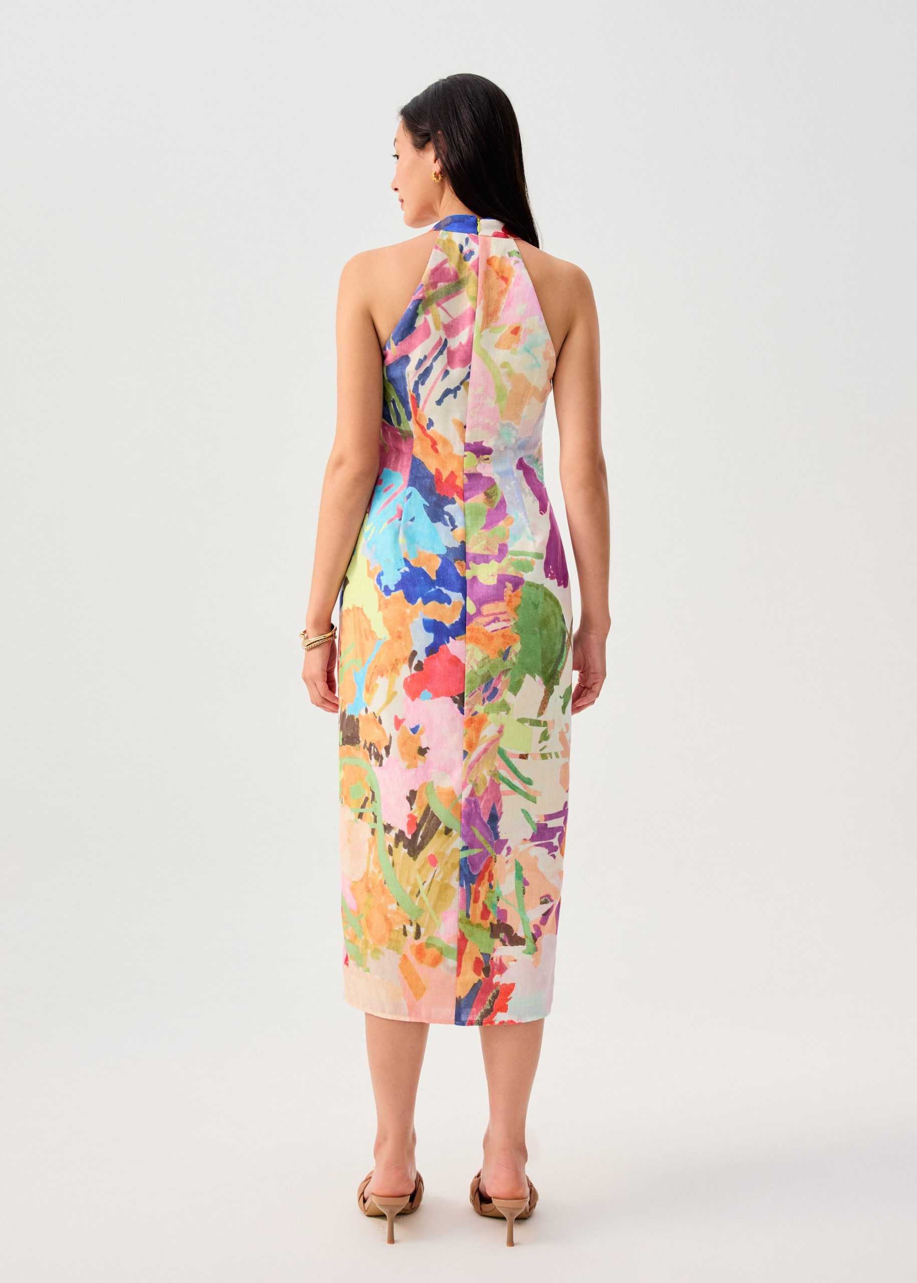 Side Slit Column Midaxi Cheongsam in Vivid Blooms - Image 7