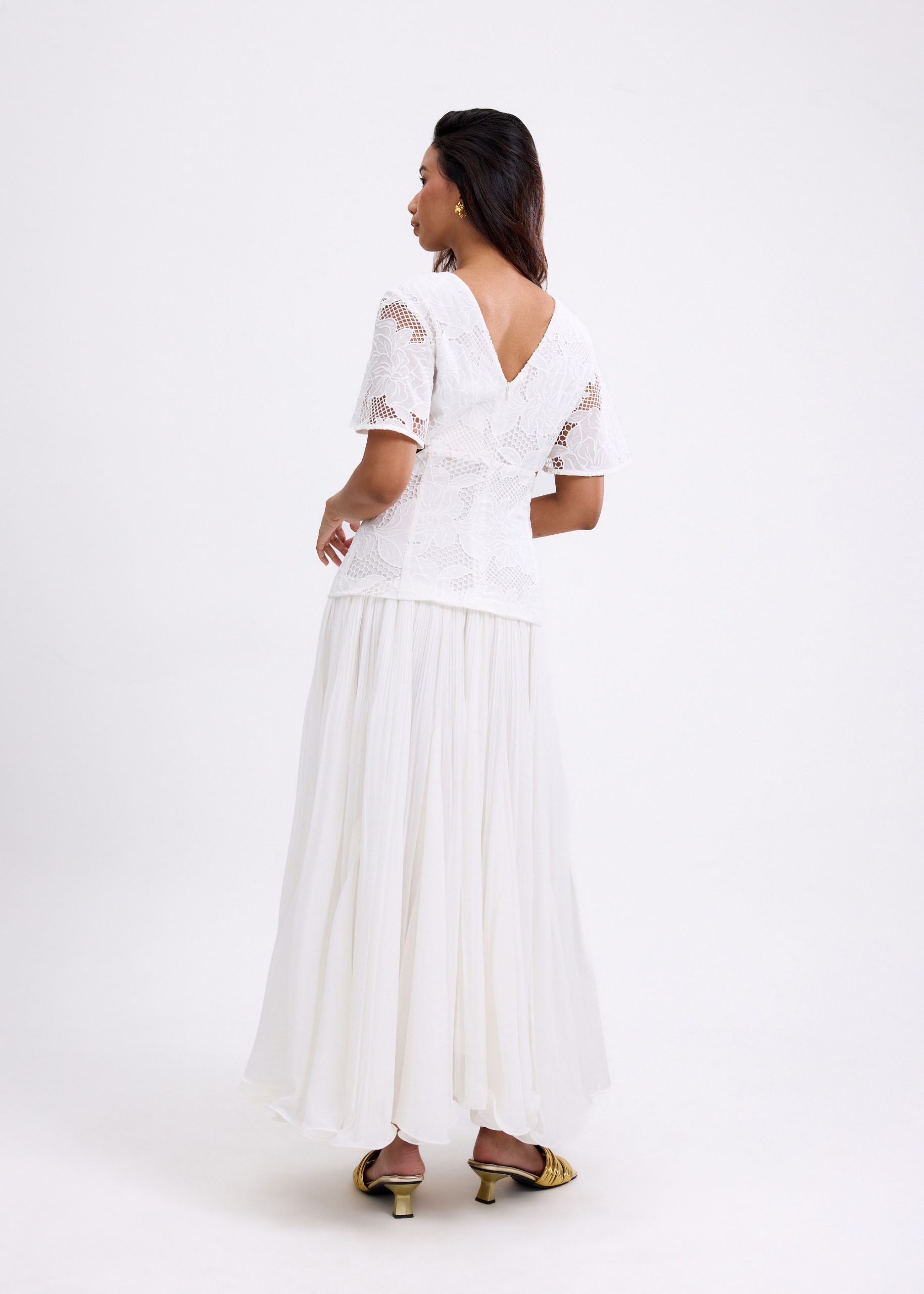BraFree by LB Lace V-Neck Bell Sleeve Fit & Flare Maxi Dress - Image 18