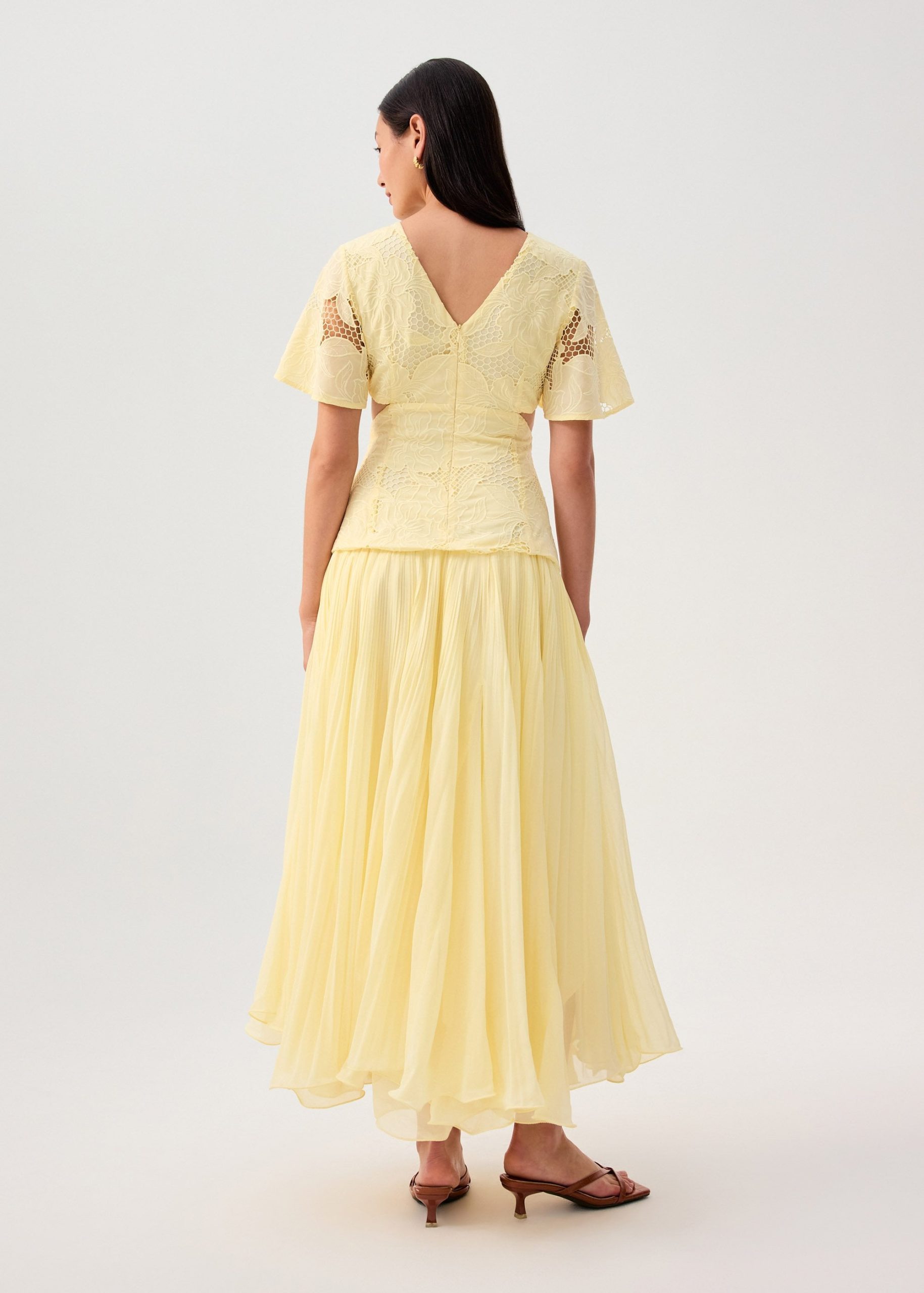 BraFree by LB Lace V-Neck Bell Sleeve Fit & Flare Maxi Dress - Image 11