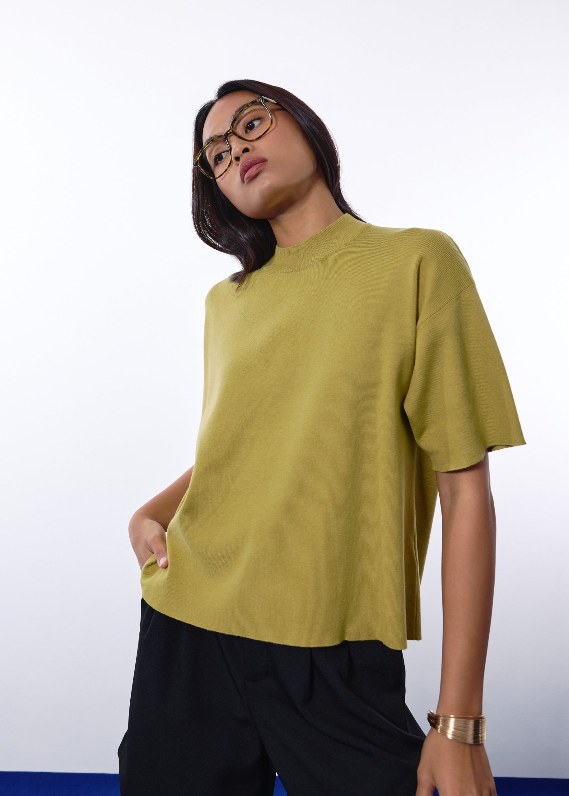 Mia Relaxed Knit Mock Neck Tee - Image 13