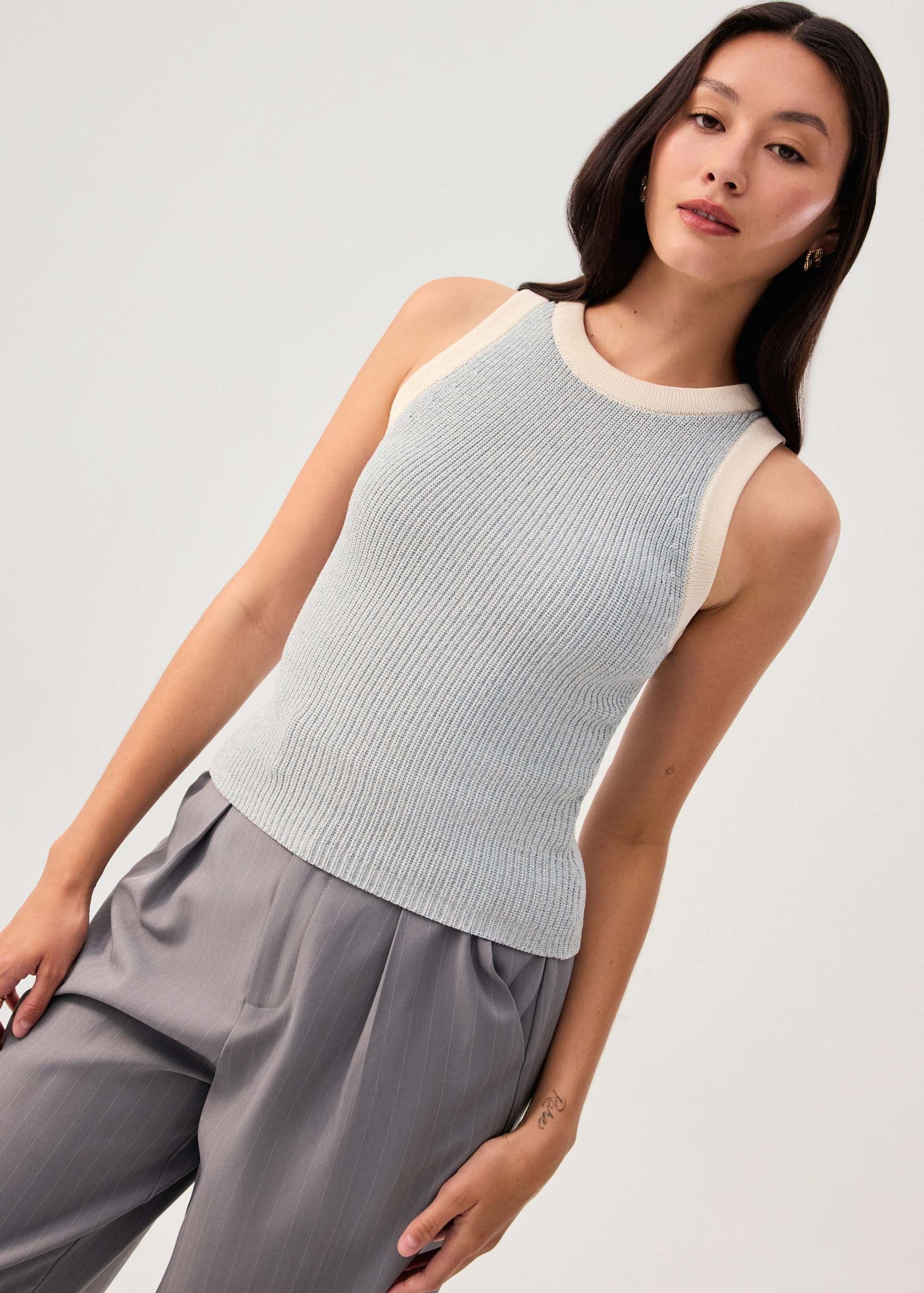 Contrast Piping Knit Racerback Tank - Image 11