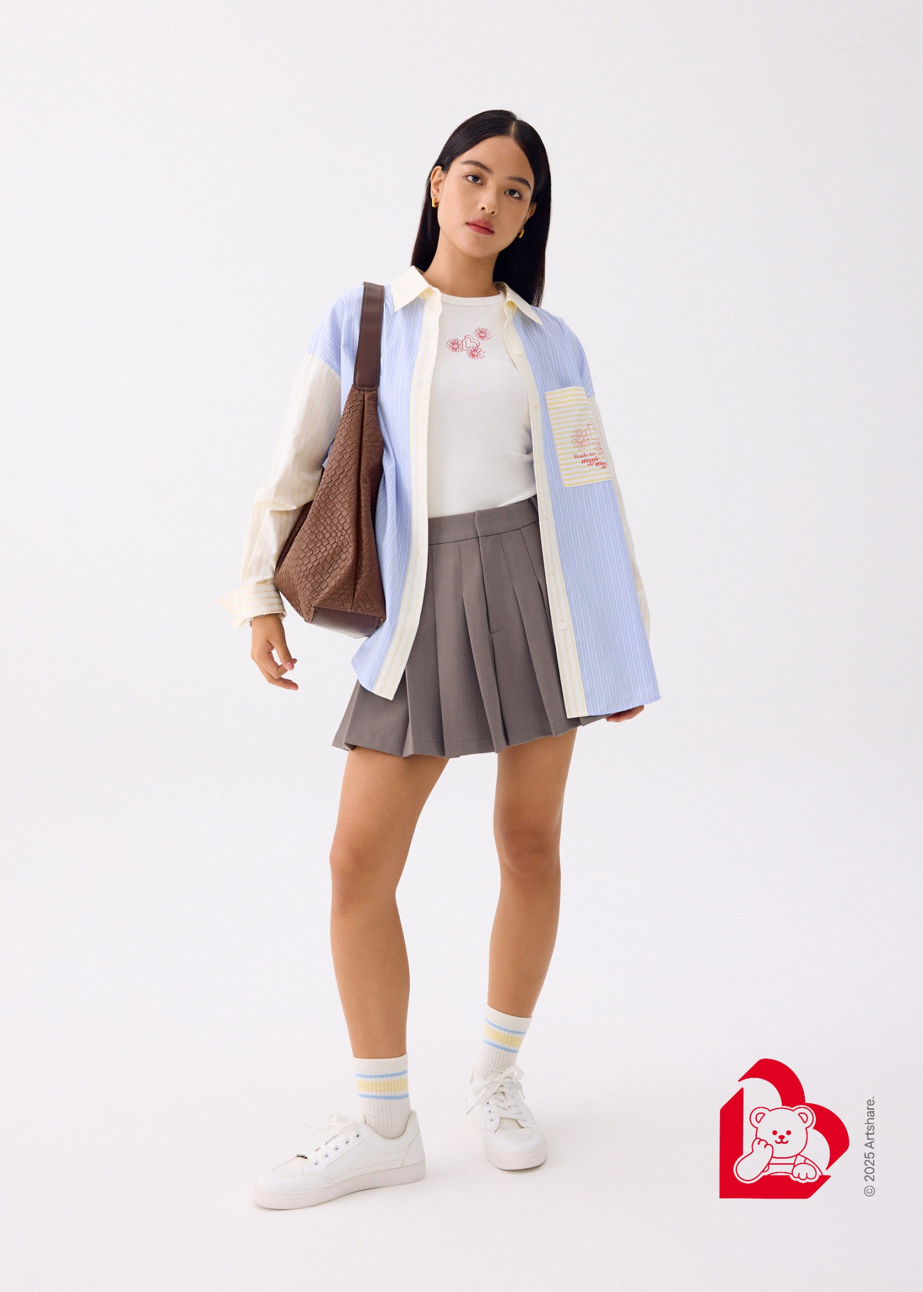 Love, Bonito | Wiggle Wiggle RuchedReady® Oversized Shirt in Light Blue - Image 6