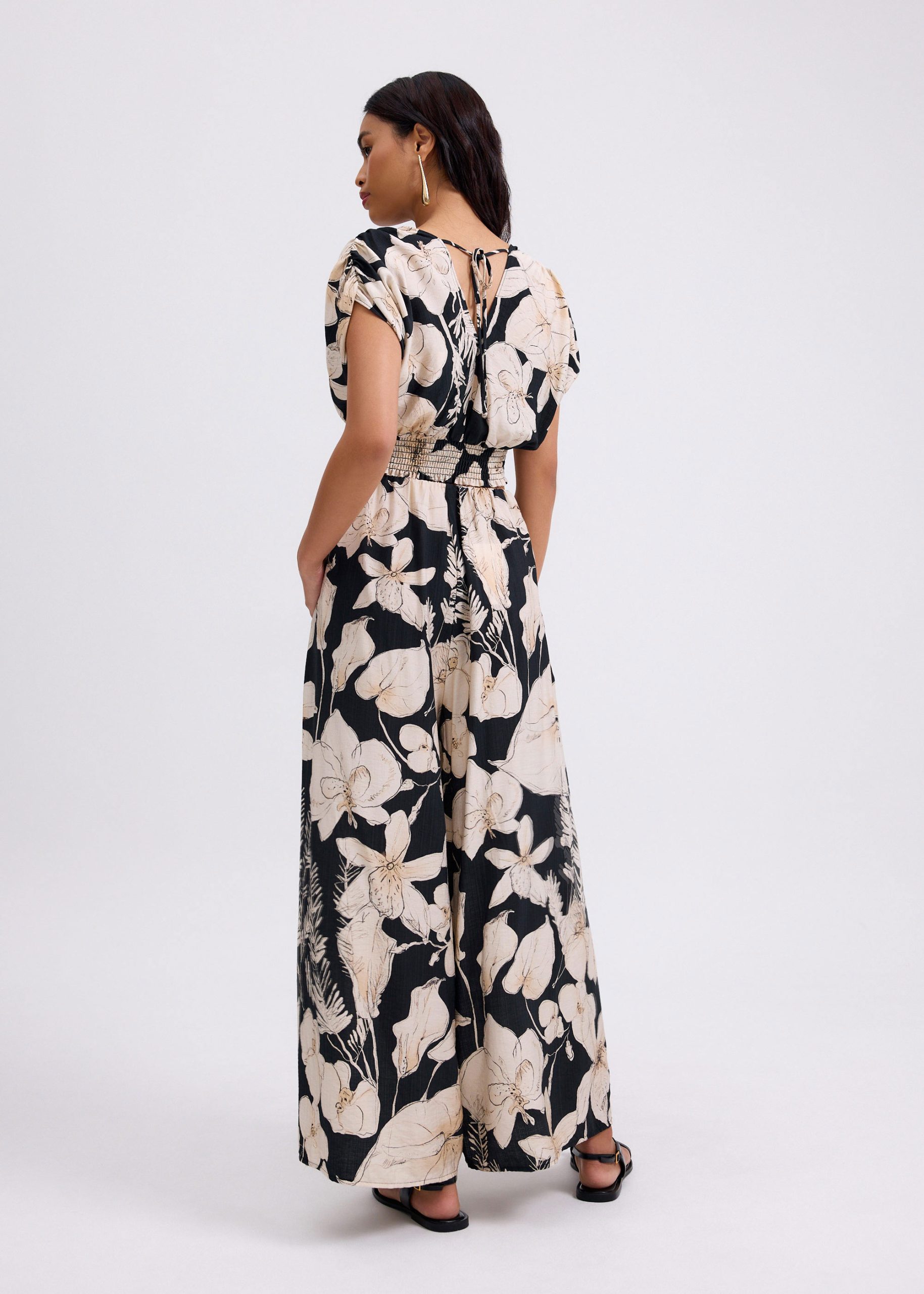 Elastic High Waist Wide Leg Pants in Garden City Blooms - Image 6