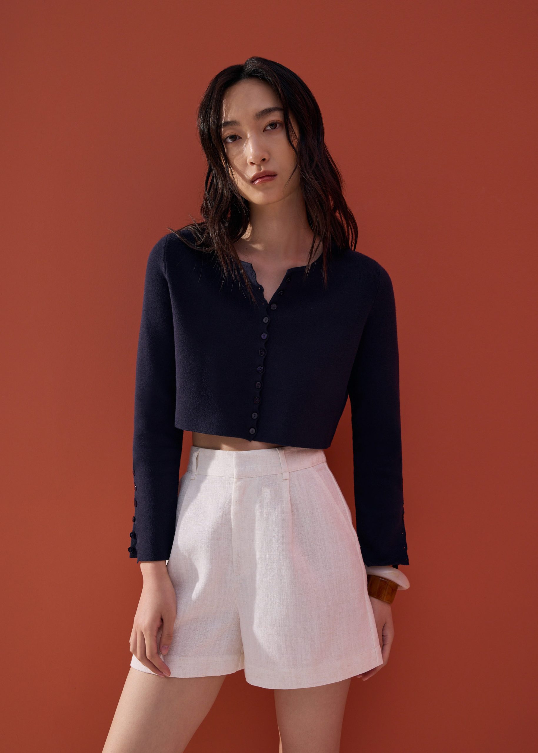 Malee Boxy Knit Scallop Edge Cardigan - Image 2