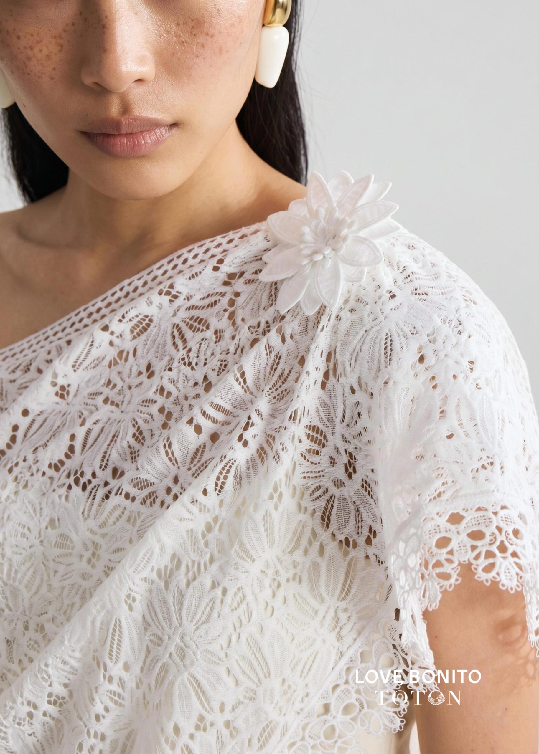 Love, Bonito x TOTON Lace Scarf With Brooch - Image 13