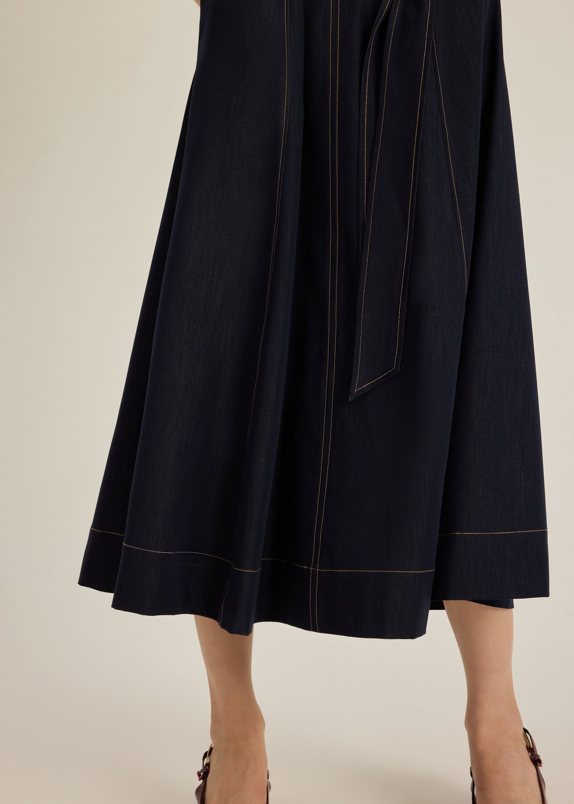 Kata Chambray Fit & Flare Dress With Sash - Image 6
