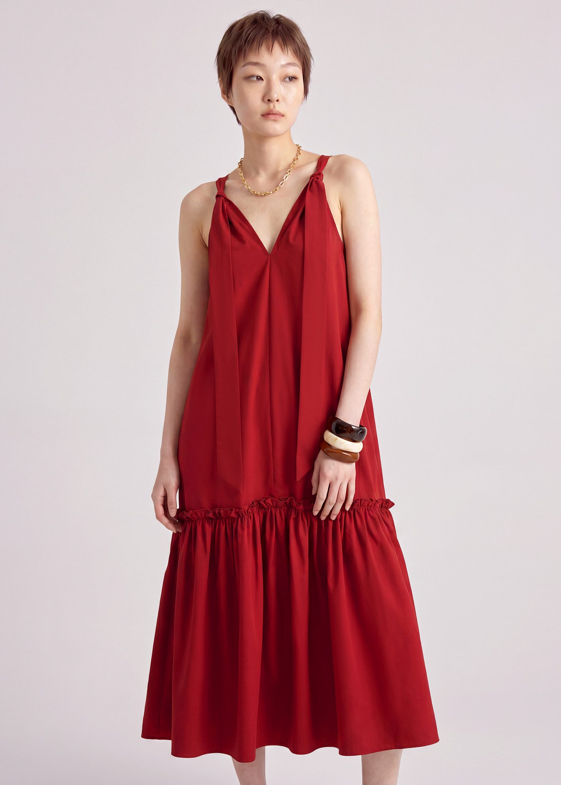 V-neck Trapeze Dress - Image 17