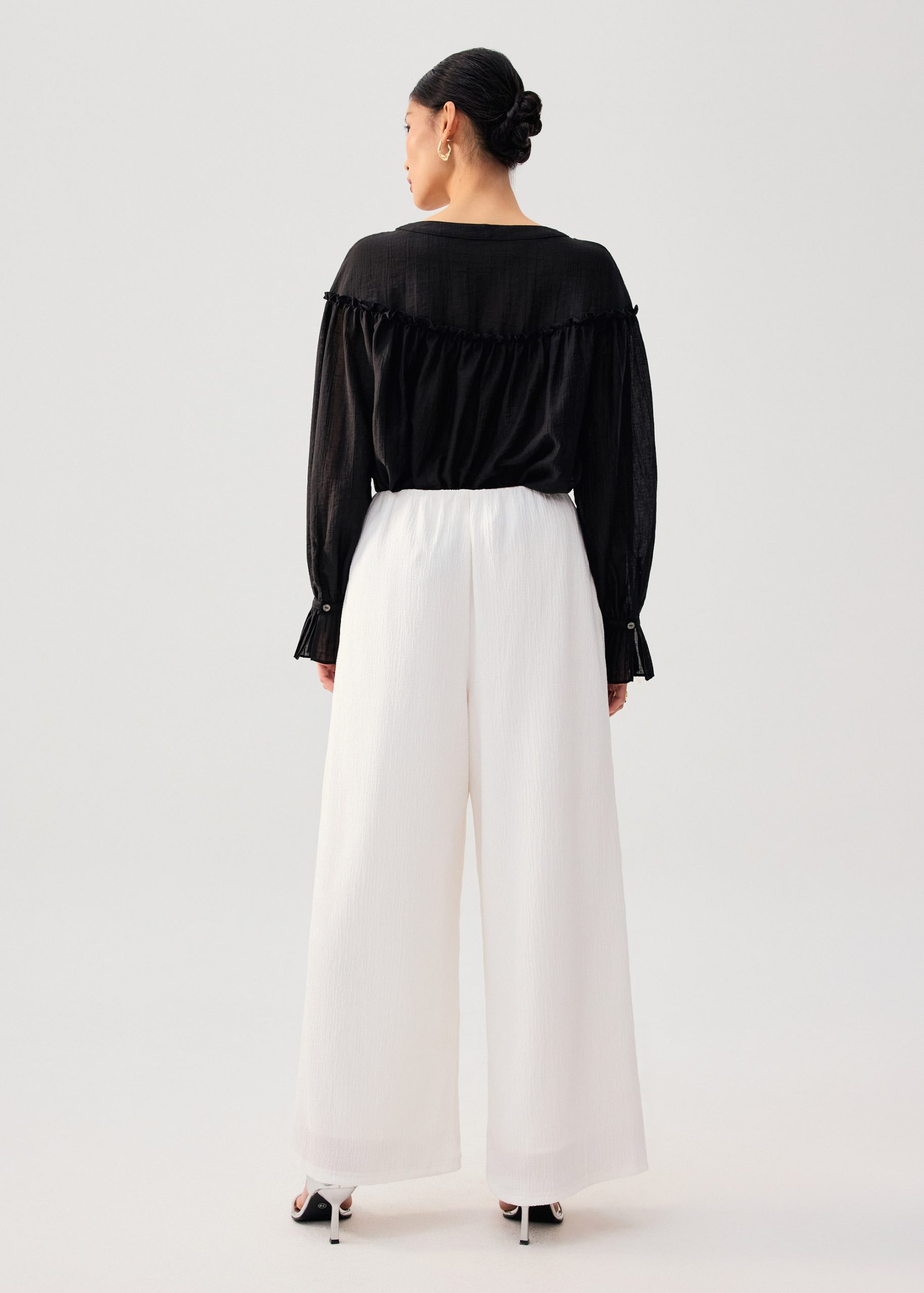 Elastic Crinkled Jersey Wide Leg Pants - Image 14
