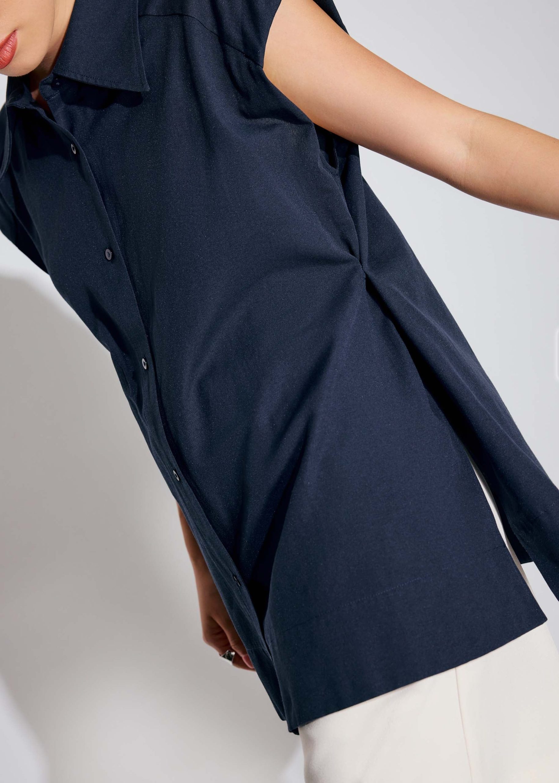 Relaxed Cotton Long Button Down Shirt - Image 13