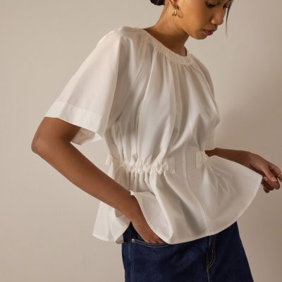 Peplum Top with Sash Belt