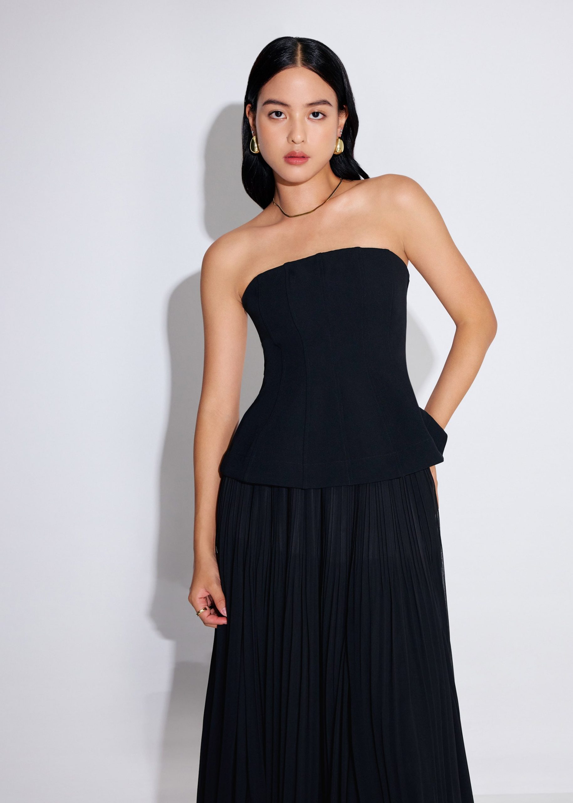 BraFree by LB Bella Detachable Straps Panelled Peplum Top - Image 2