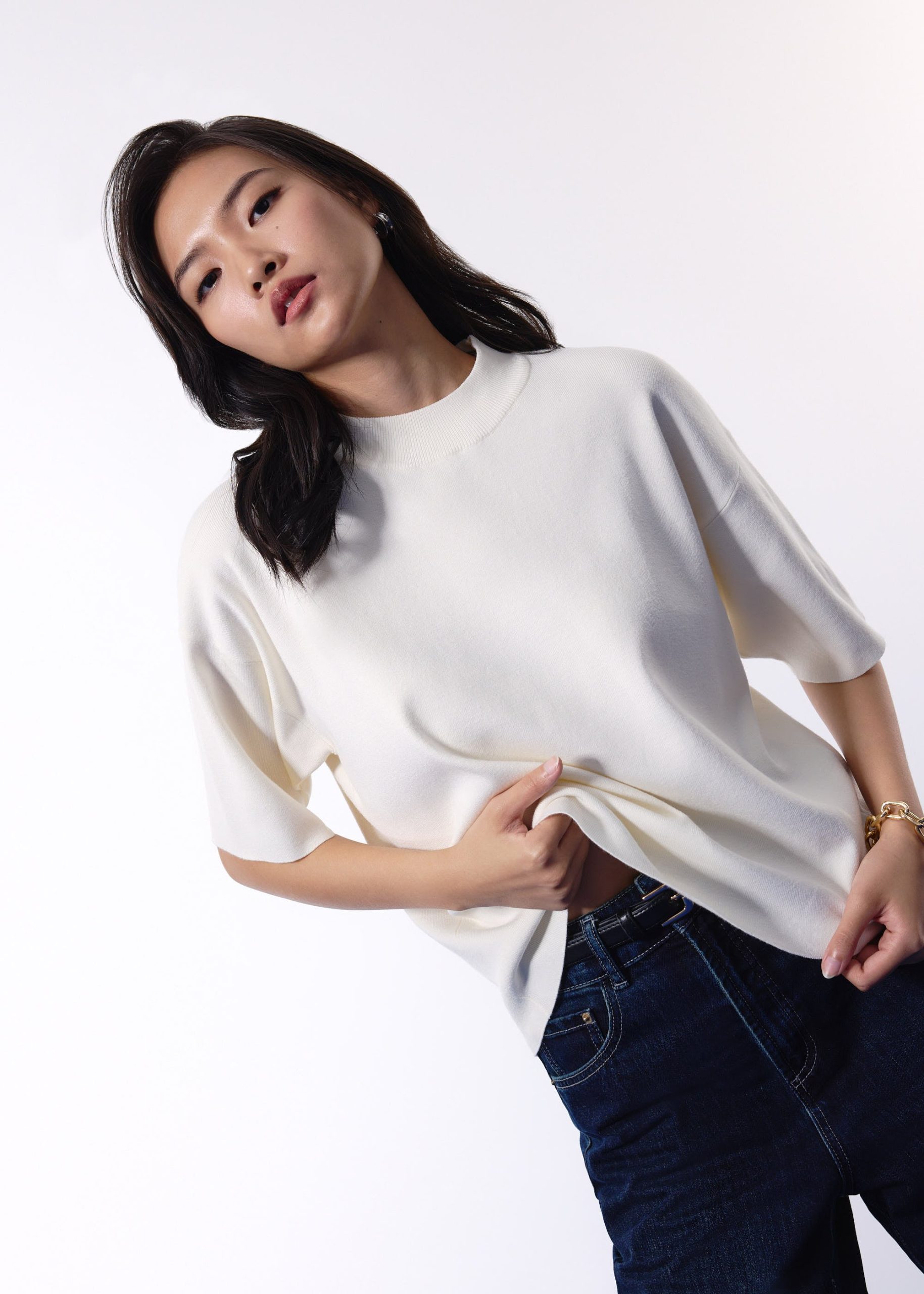Mia Relaxed Knit Mock Neck Tee - Image 8