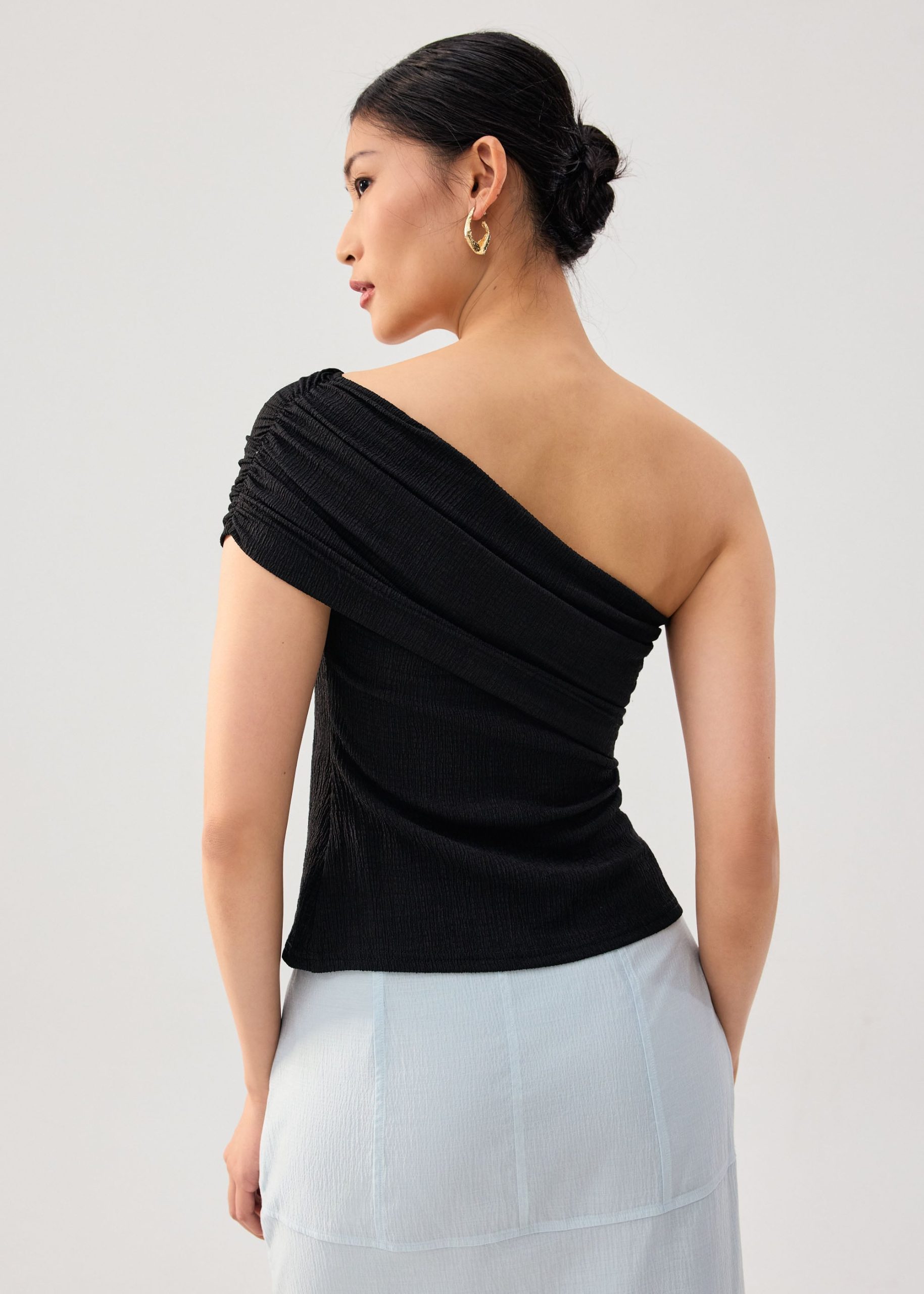 Crinkled Jersey Asymmetric Fitted Top - Image 5