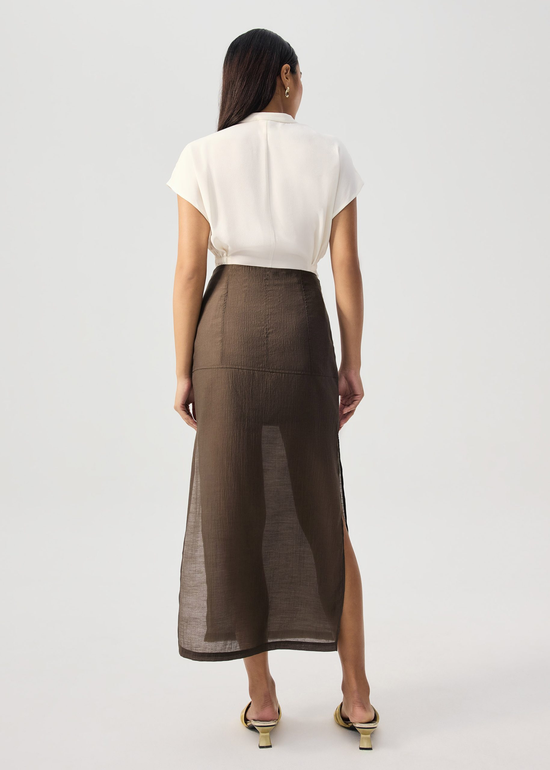 Sheer Lyocell Column Maxi Skirt - Image 11