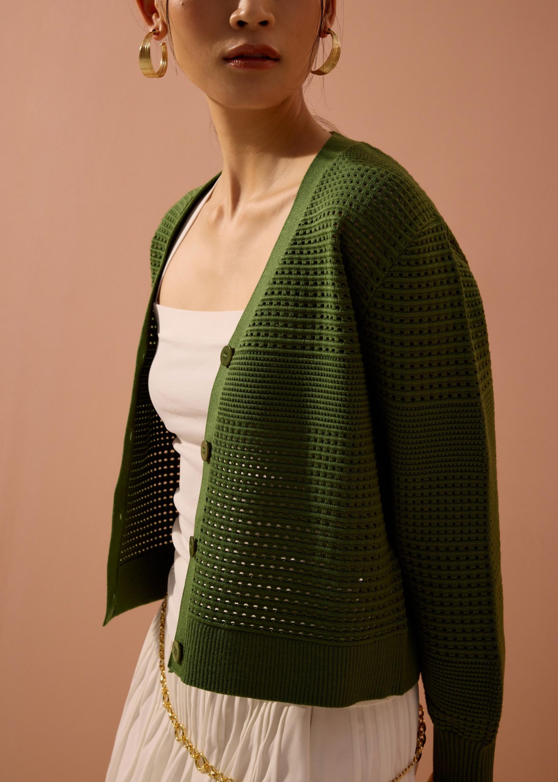 Relaxed Pointelle Knit Cardigan - Image 3