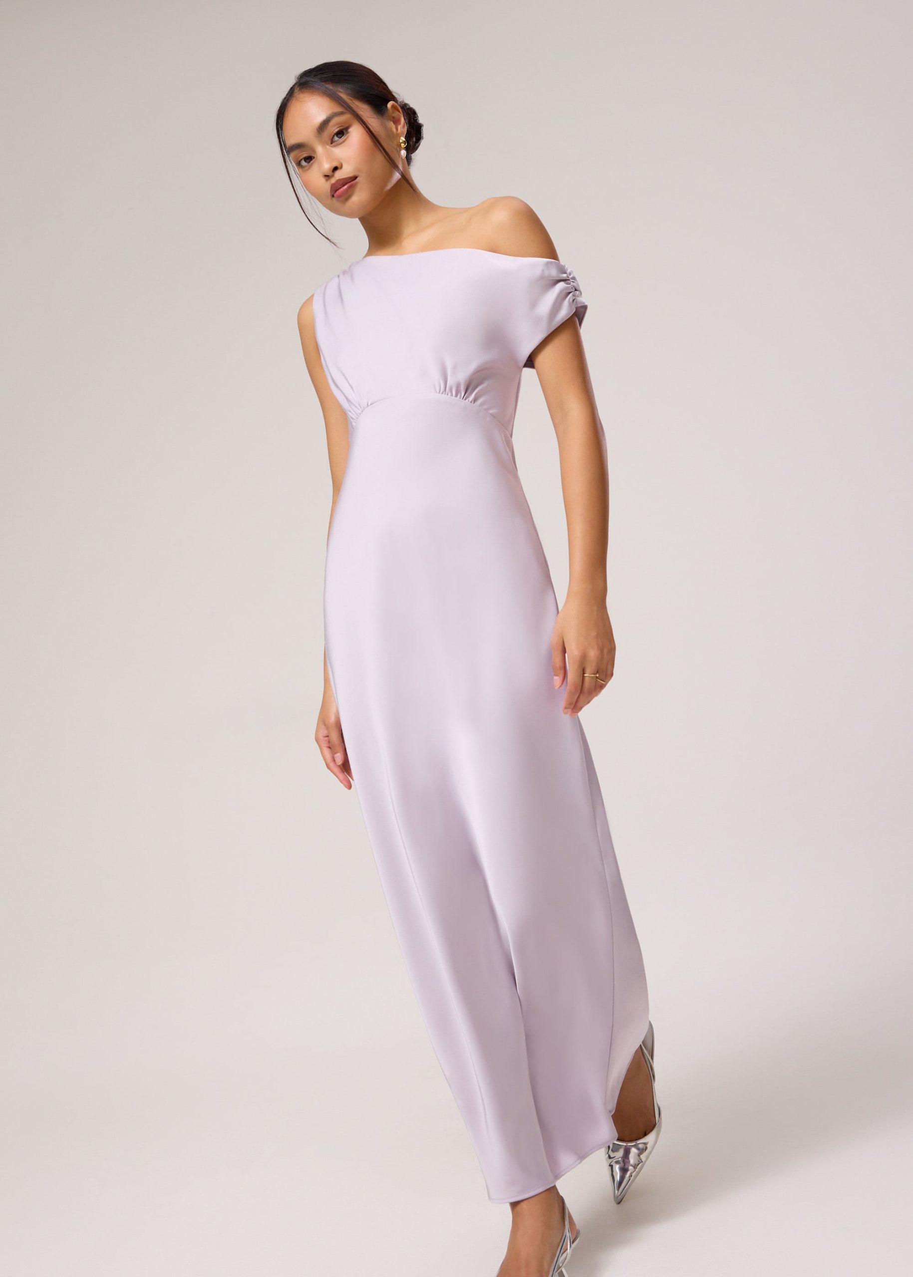 Satin Asymmetric Bias Cut Maxi Dress - Image 20