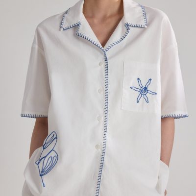 Cotton Shirt in Coastal Charm Embroidery