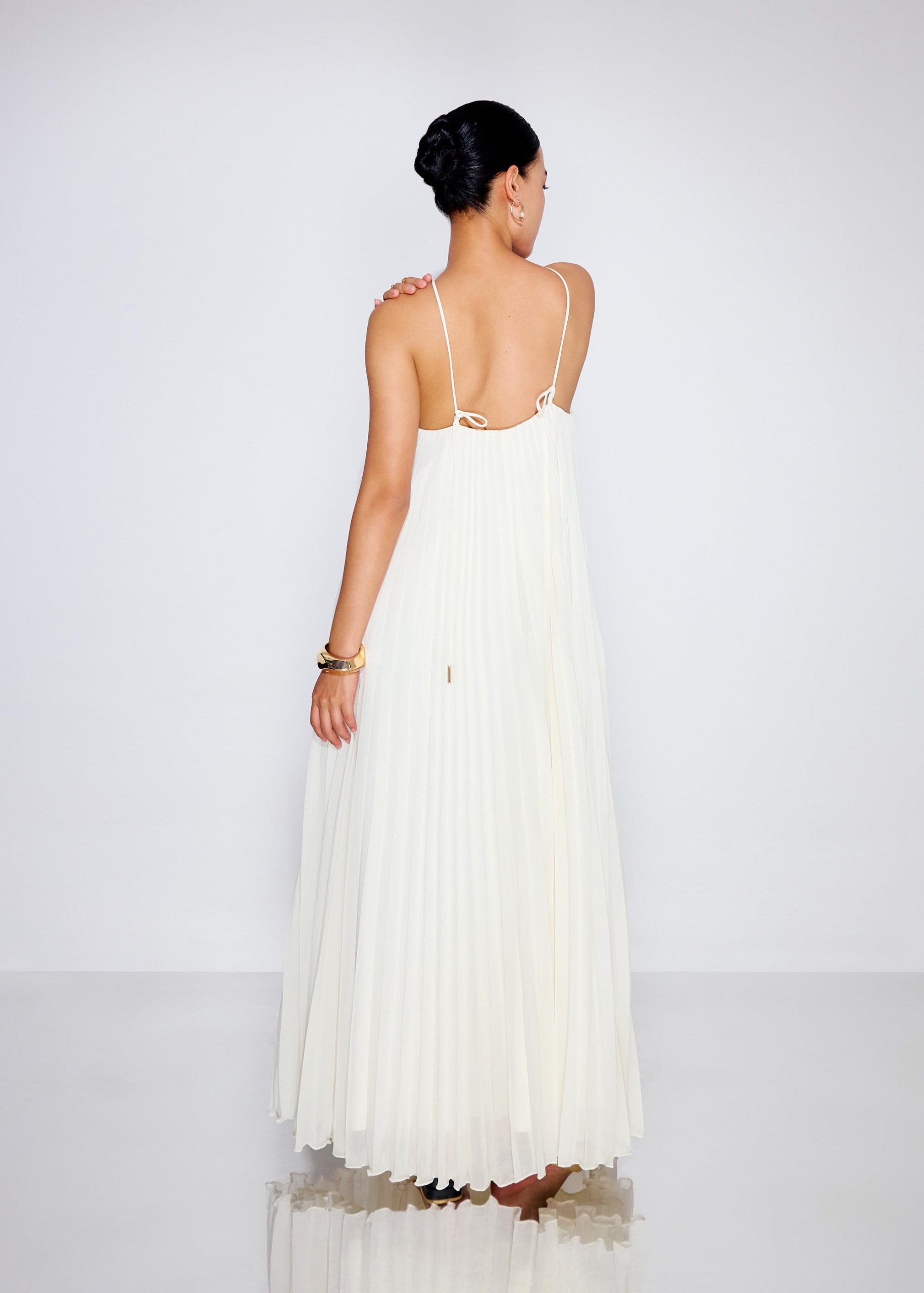 Pleated Halter Trapeze Maxi Dress - Image 6