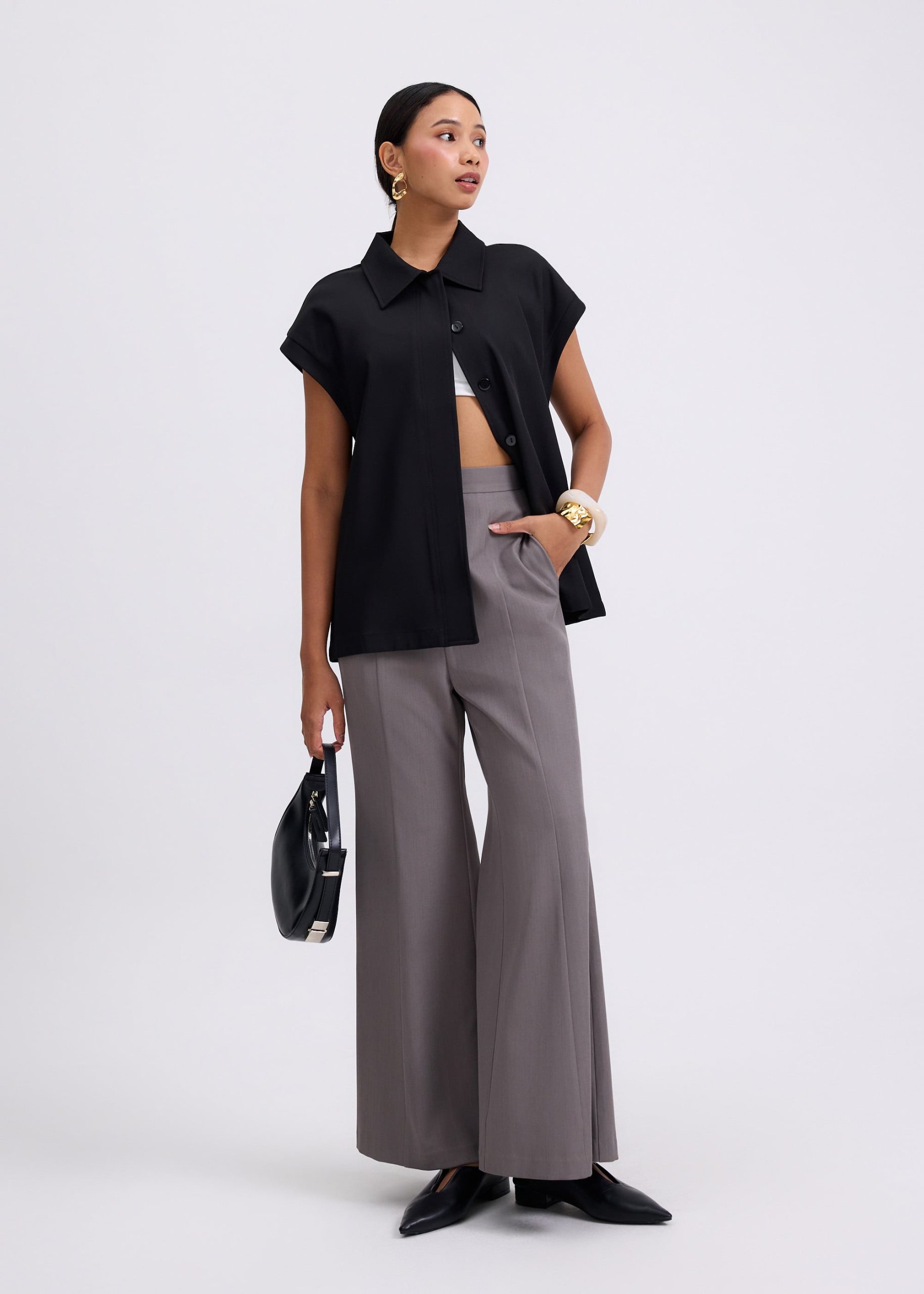 Aster Detachable Sash Tailored Tunic Vest Top - Image 2