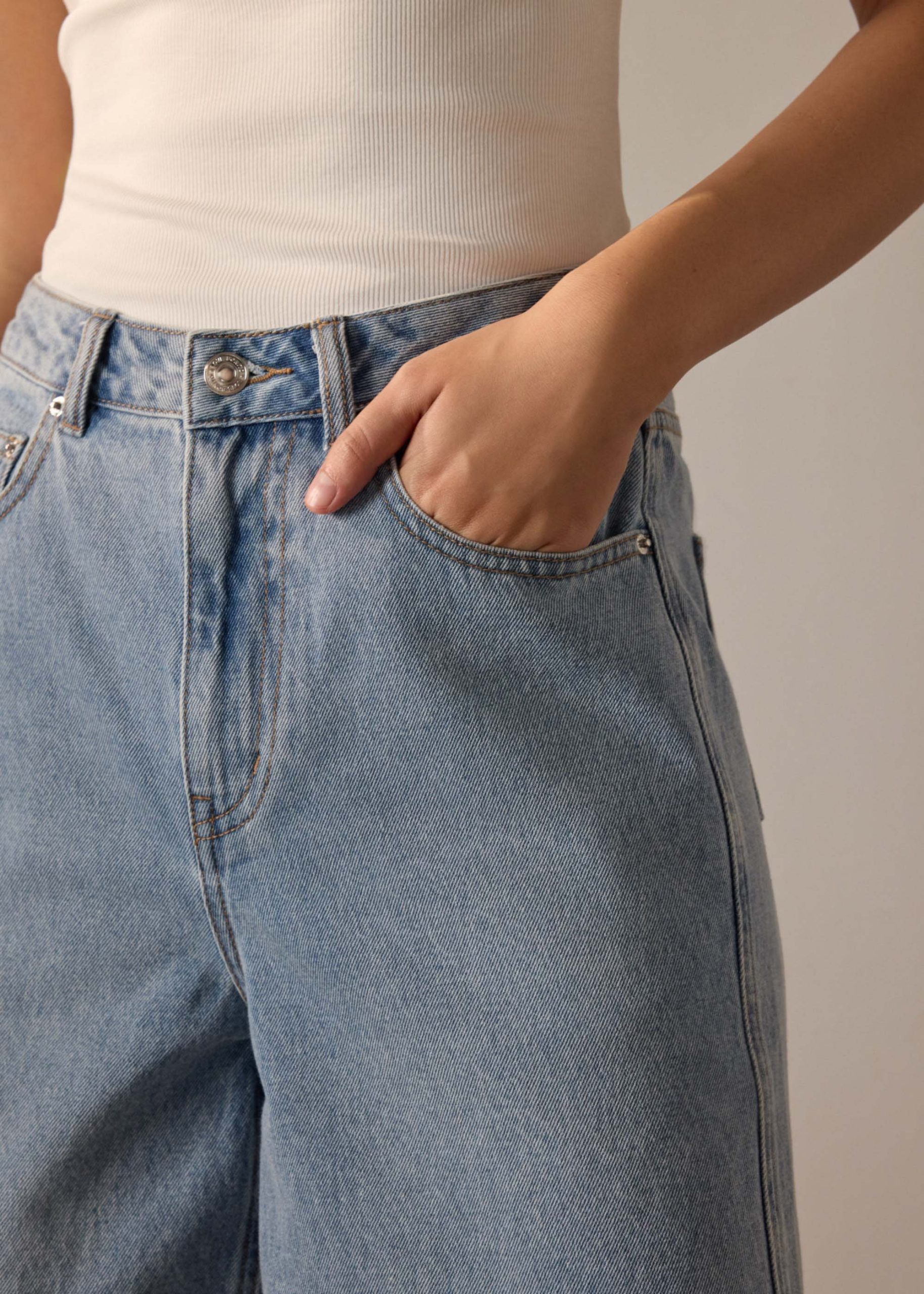 Megan Denim Mid Waist Bermuda Shorts - Image 10
