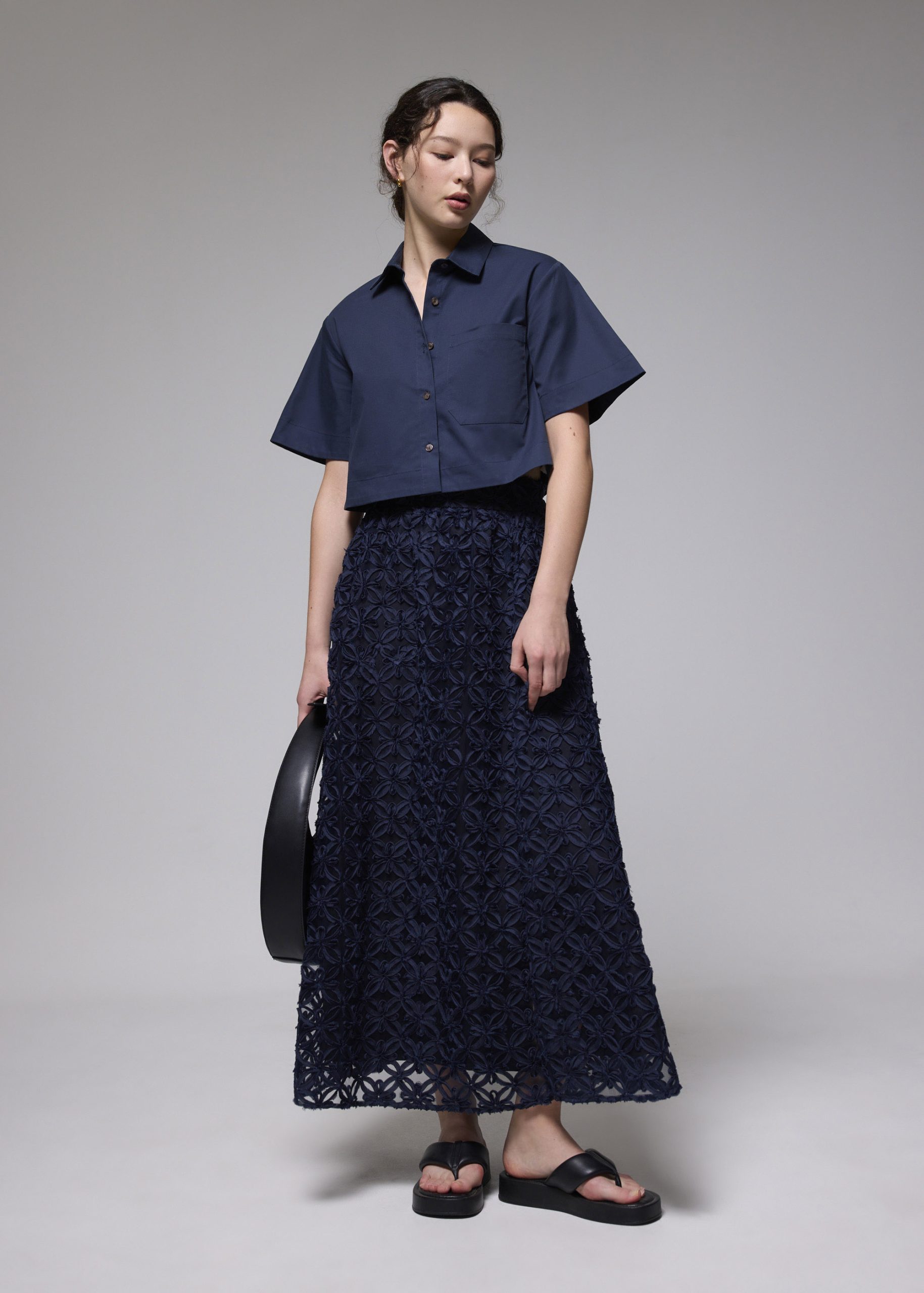 Lace High Waist Flare Maxi Skirt - Image 8