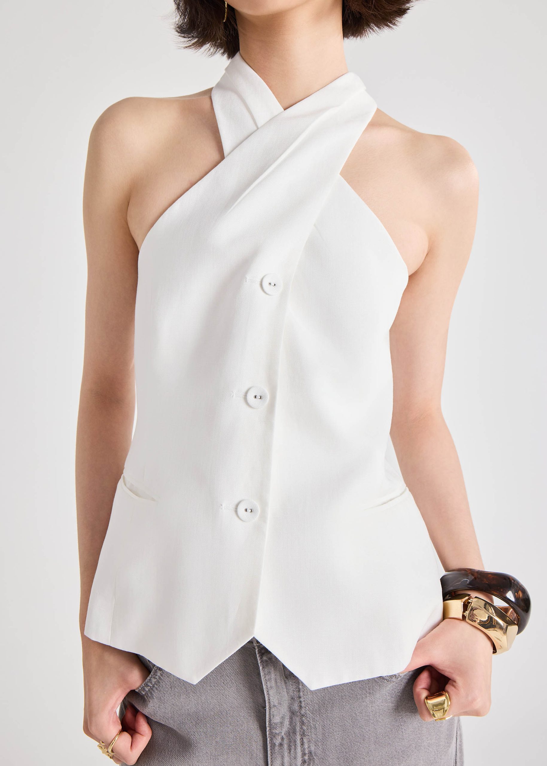 Akira Premium Linen Halter Top - Image 5