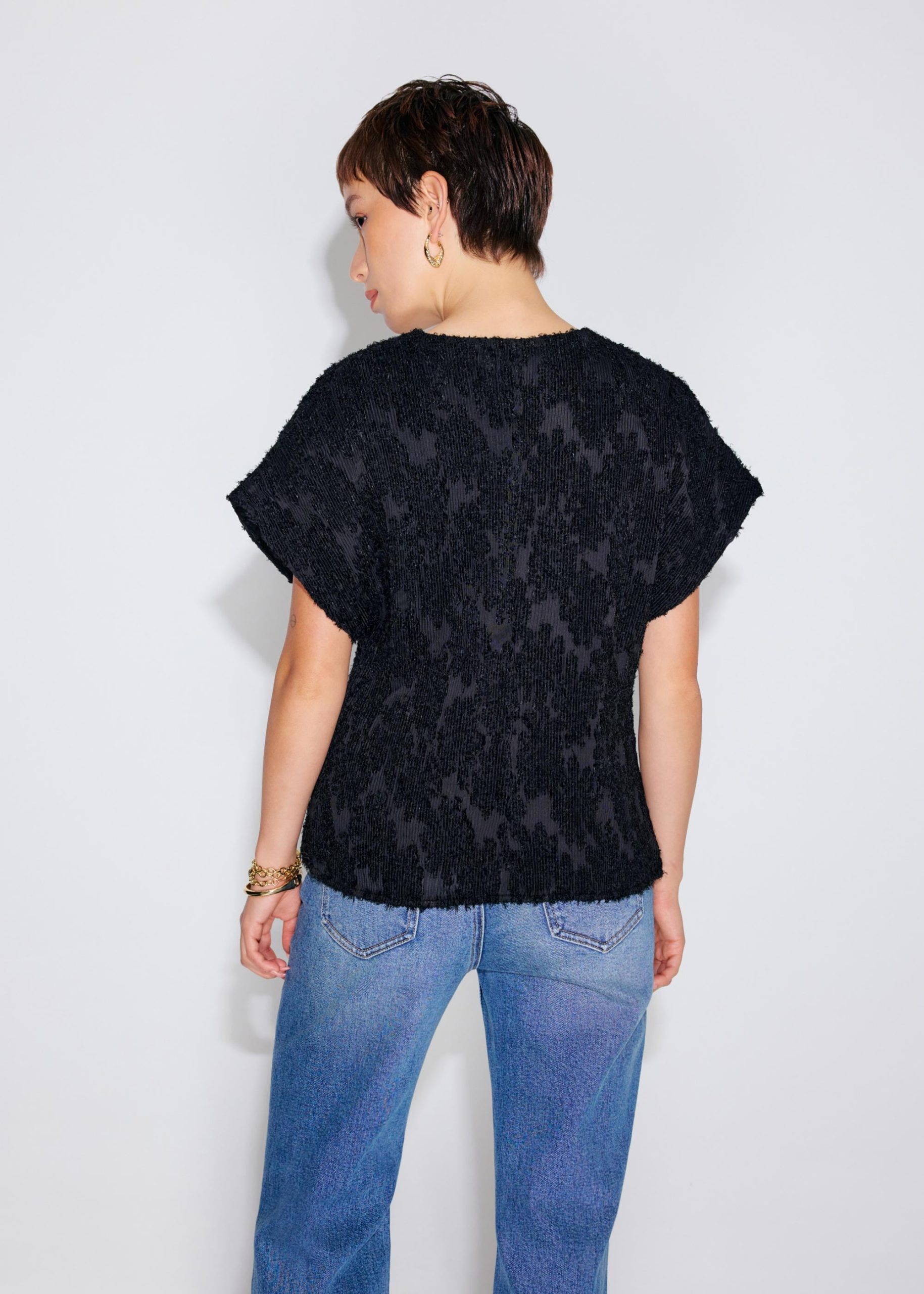 Sonam Textured V-neck Drop Sleeve Top - Image 6