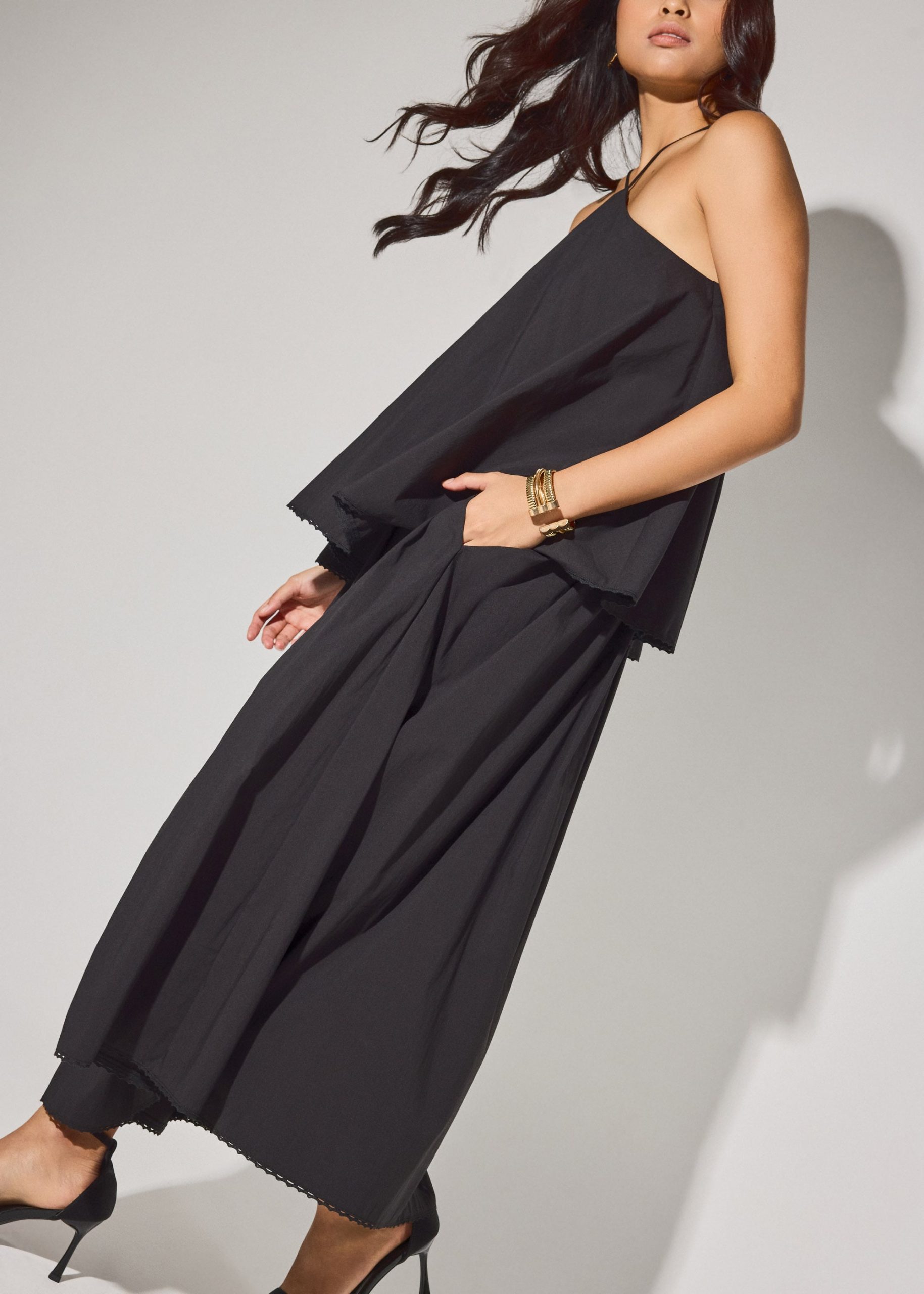 Cotton Tiered Halter Neck Trapeze Maxi Dress - Image 4
