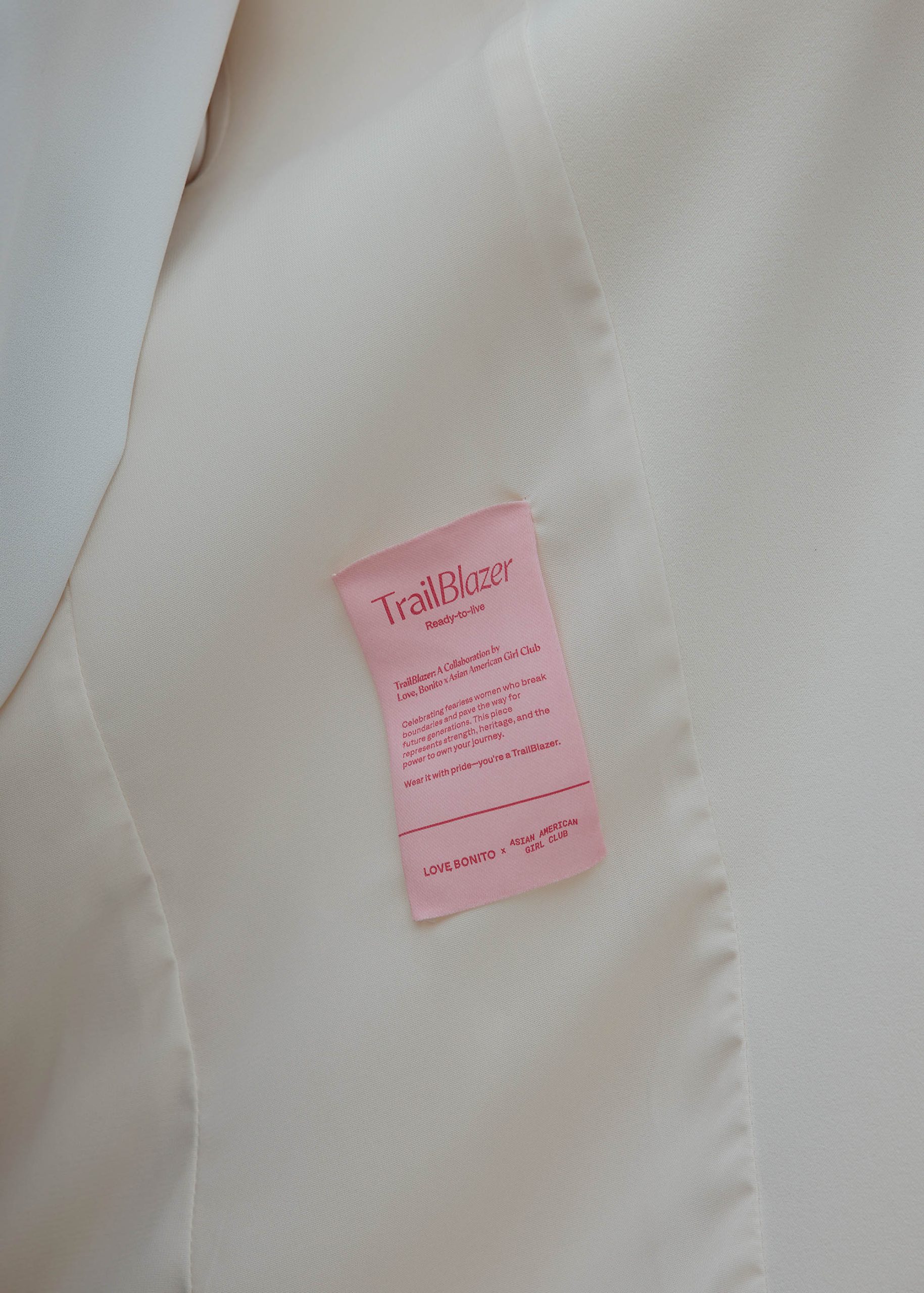 Love Bonito x AAGC Limited-edition RuchedReady® Moira Belted Collarless Blazer (in Tofu) - Image 3